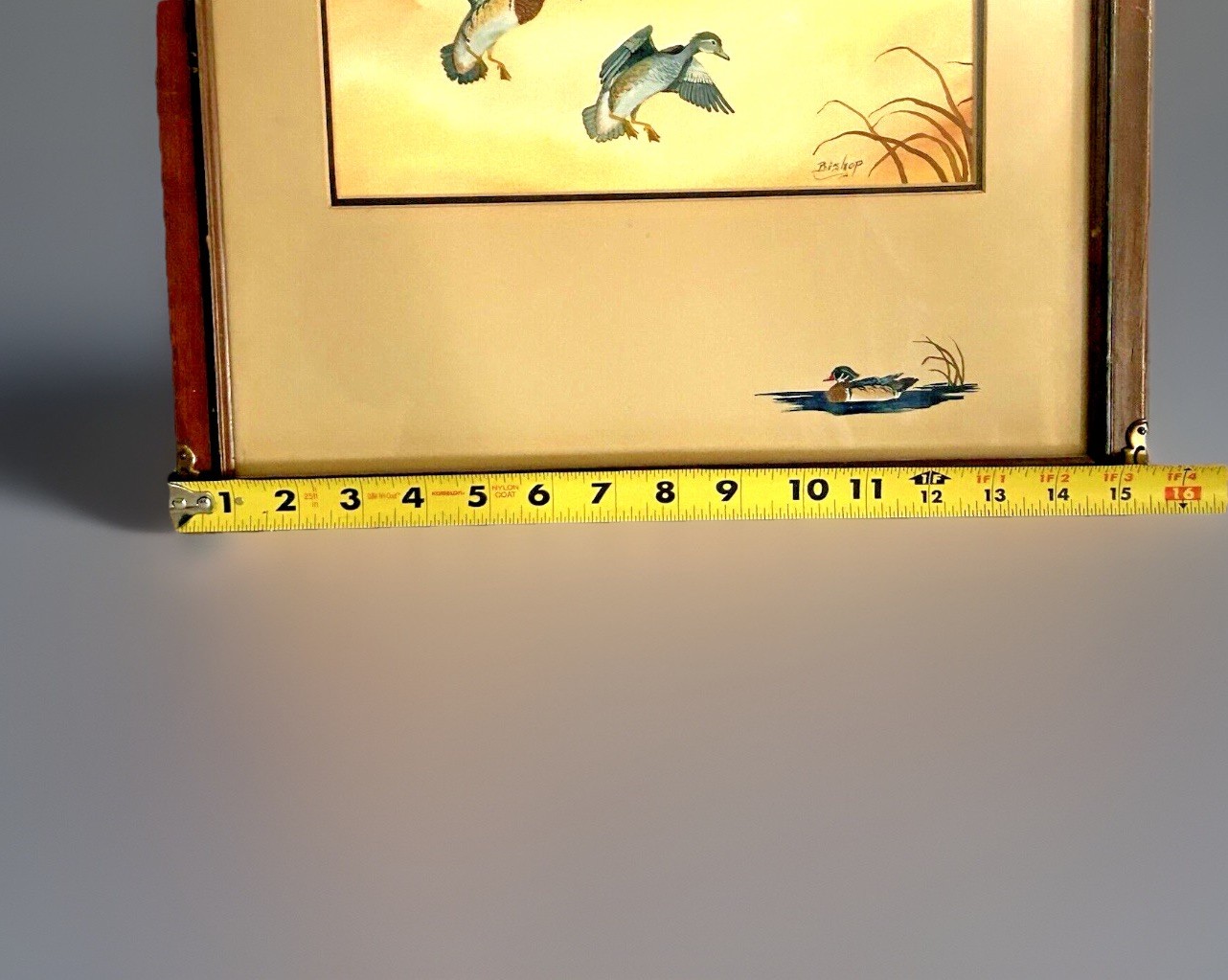 Bishop Signed Watercolor Painting Duck 13.5″L x 12.5″ W Vintage