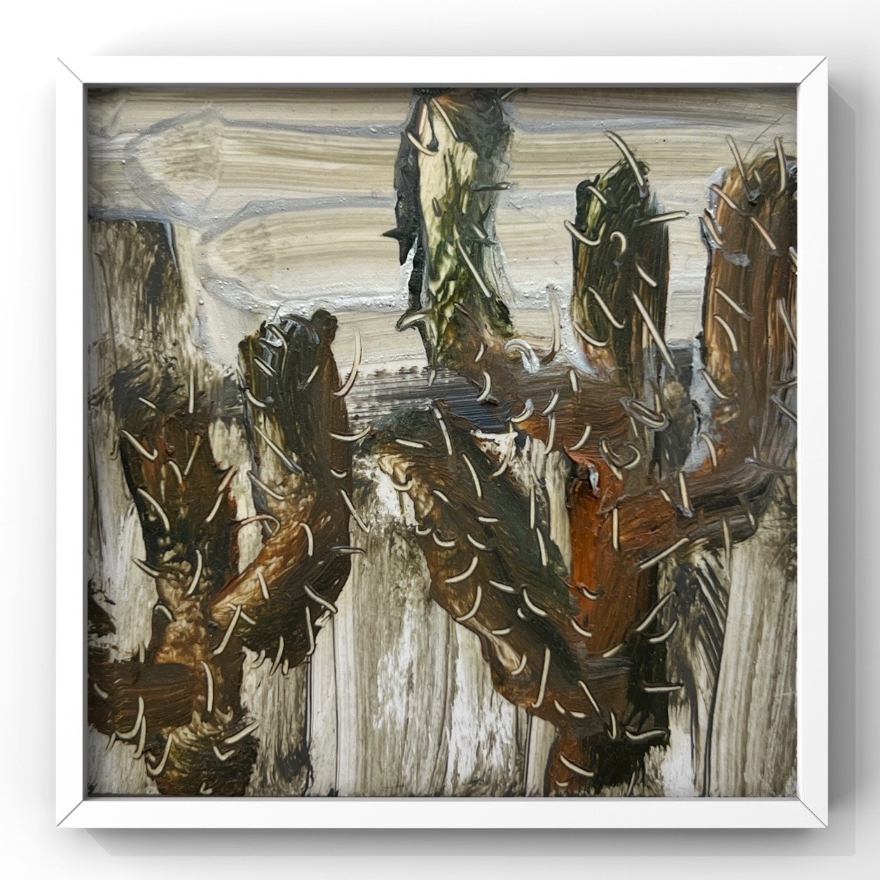 Cactus Desert Painting California Neutral Tone Interior Wall Art Contemporary 4”