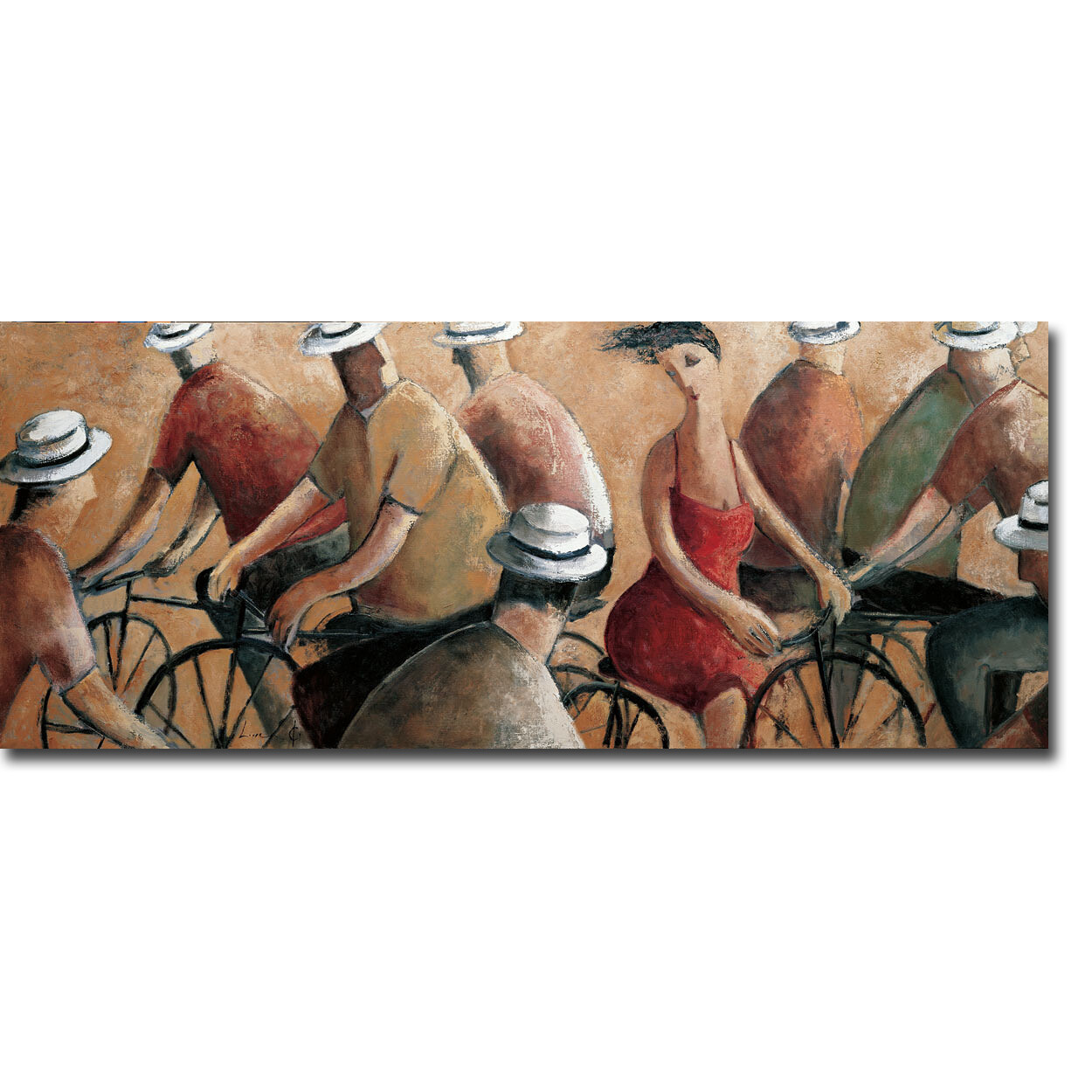 Ciclistas by Didier Lourenco Gallery-Wrapped Canvas Giclee Art (9 in x 22 in)
