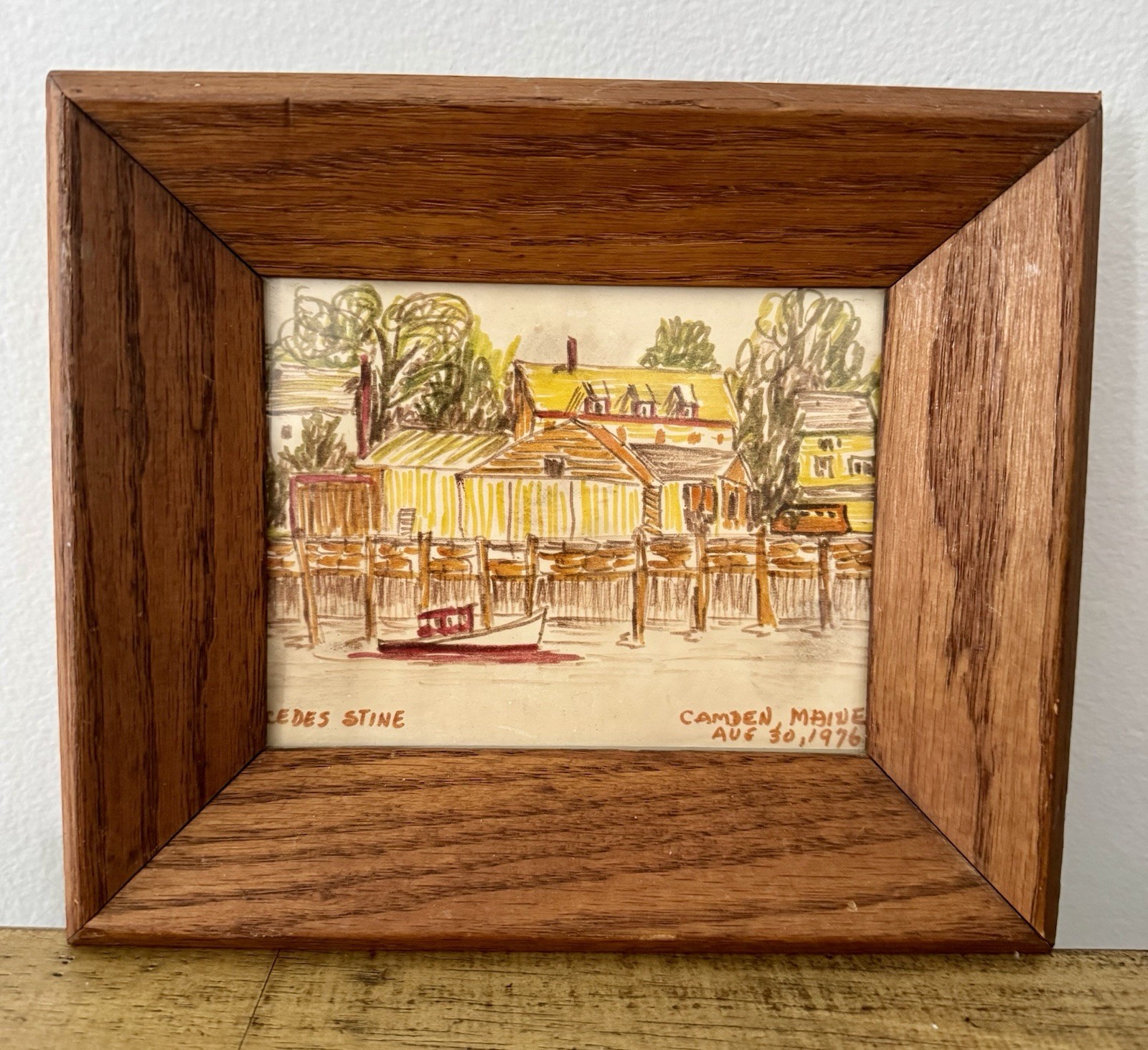 Vintage Watercolor Framed Camden Maine Signed 1976