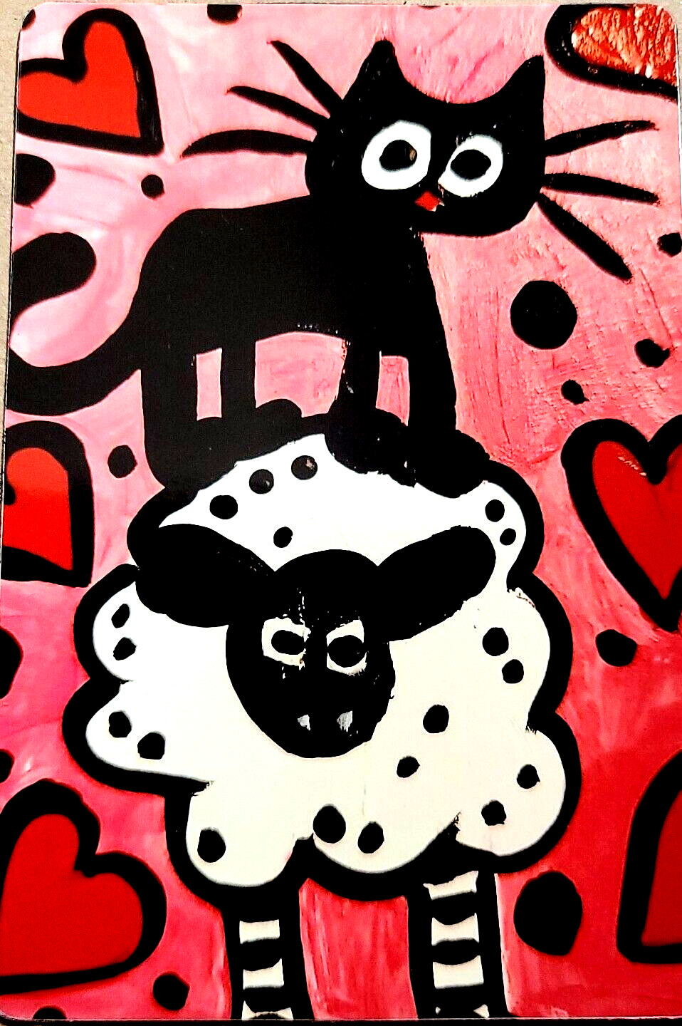 “NEW” NOT ACEO “LOVE EWE” 3.5X5.5 CAT ART MAGNET 2000-now