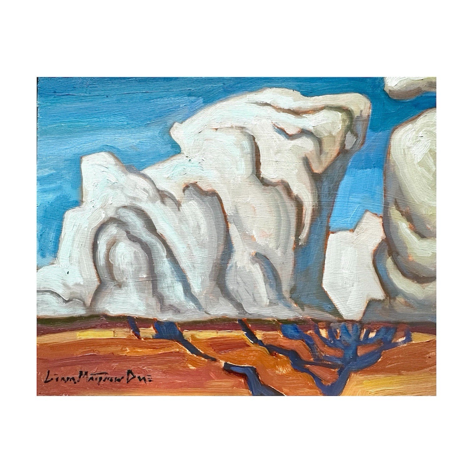 Original Landscape Painting Oil Western Canyon Clouds Signed 8×10