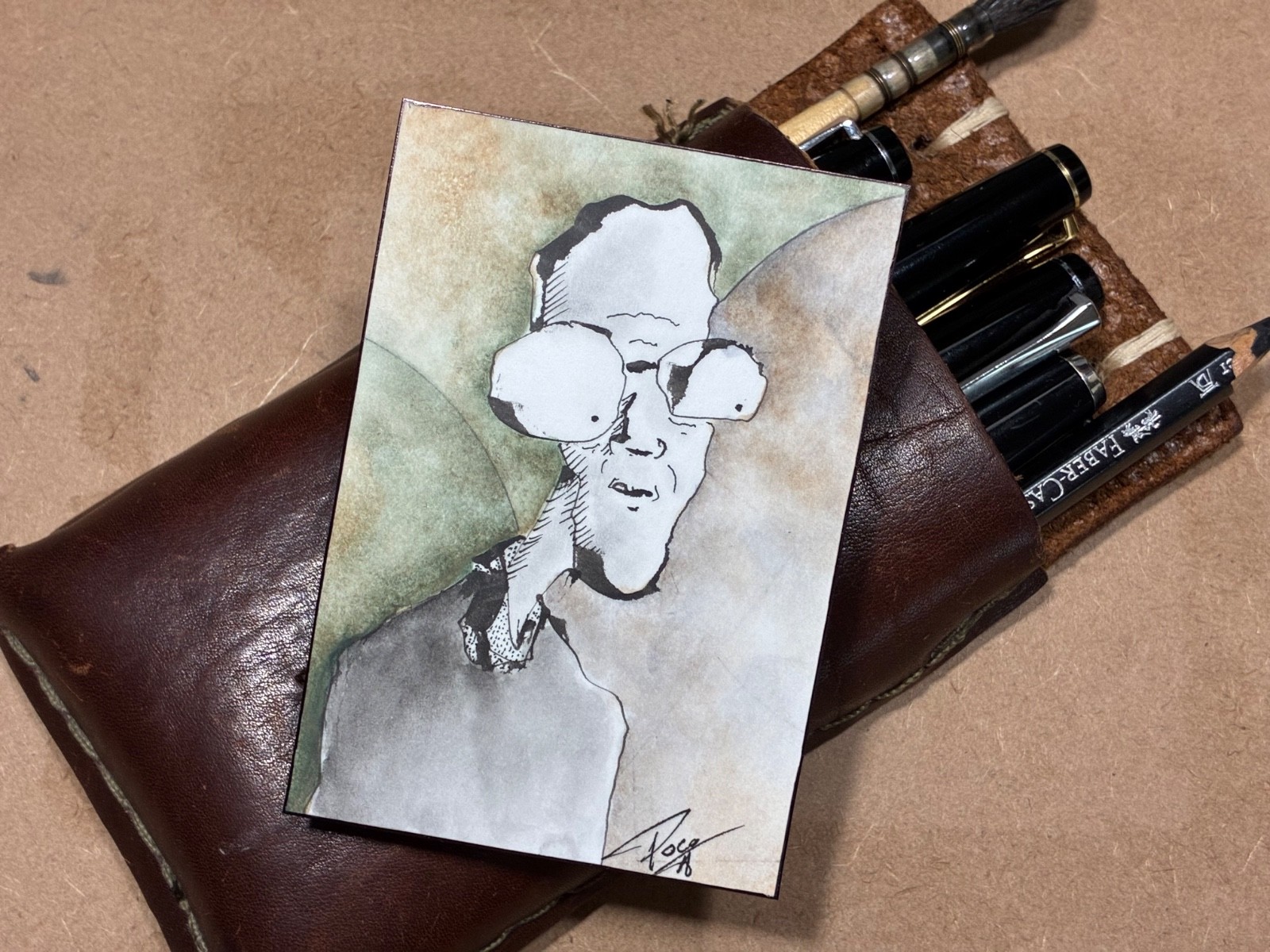 PocoArtist original aceo mixed media ink graphite watercolor illustration m3