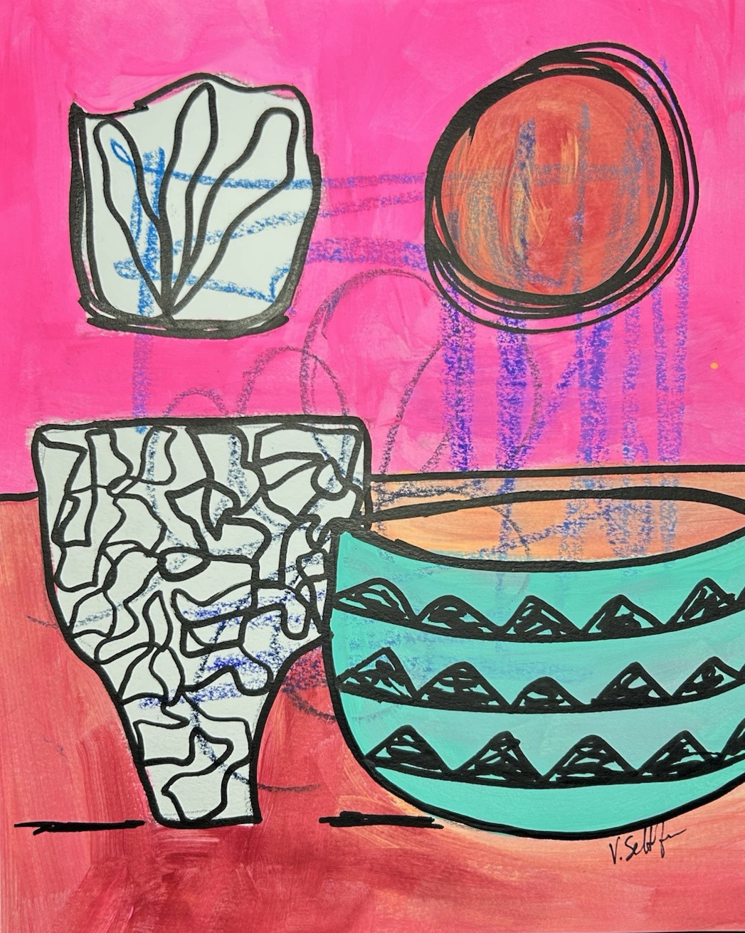 Vase Art Original Abstract Vase 8×10 Painting Modern Art Expressionism