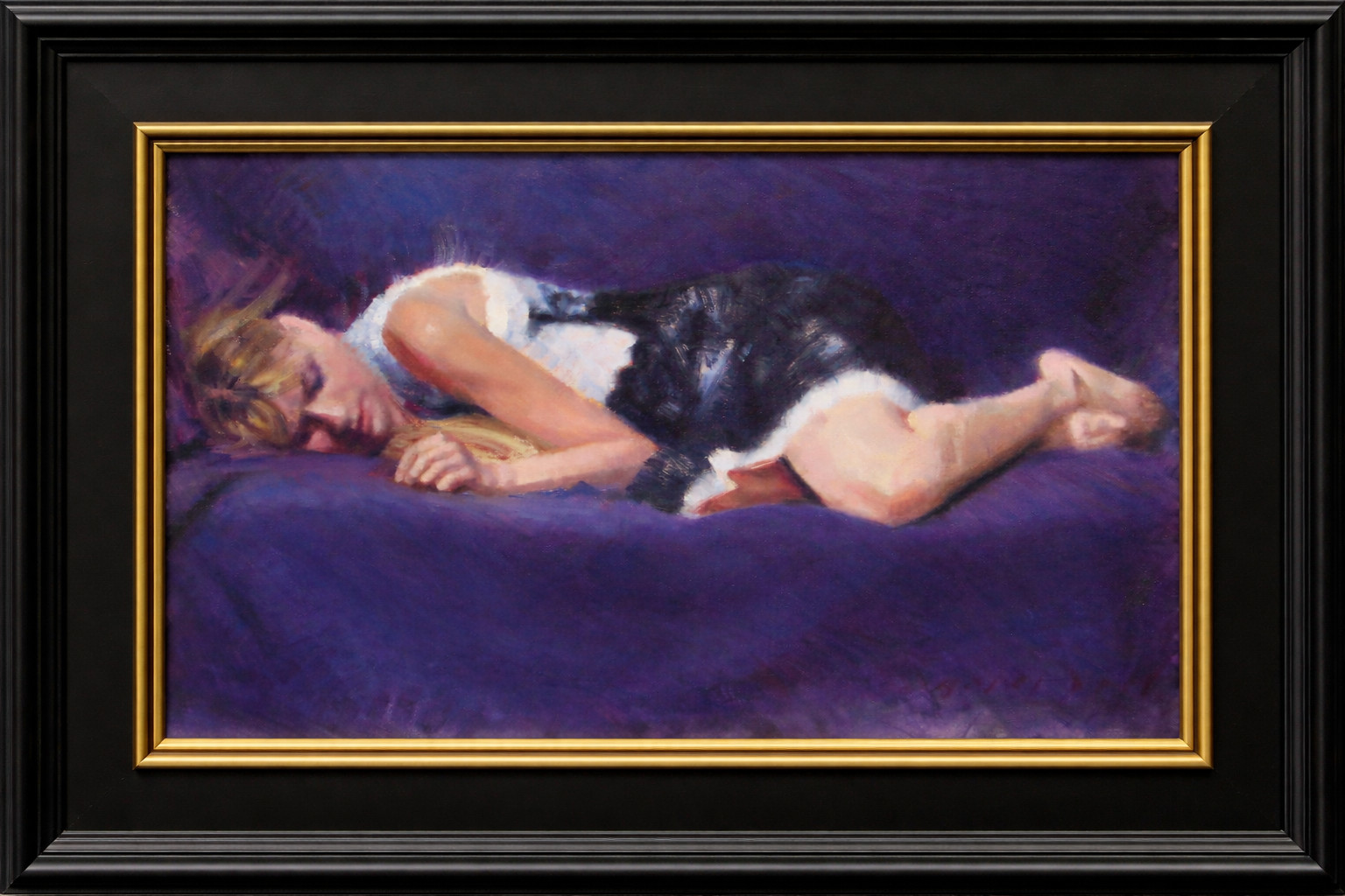 Sleeping Woman Original Oil Figure Painting Framed 16×20 Contemporary Realism