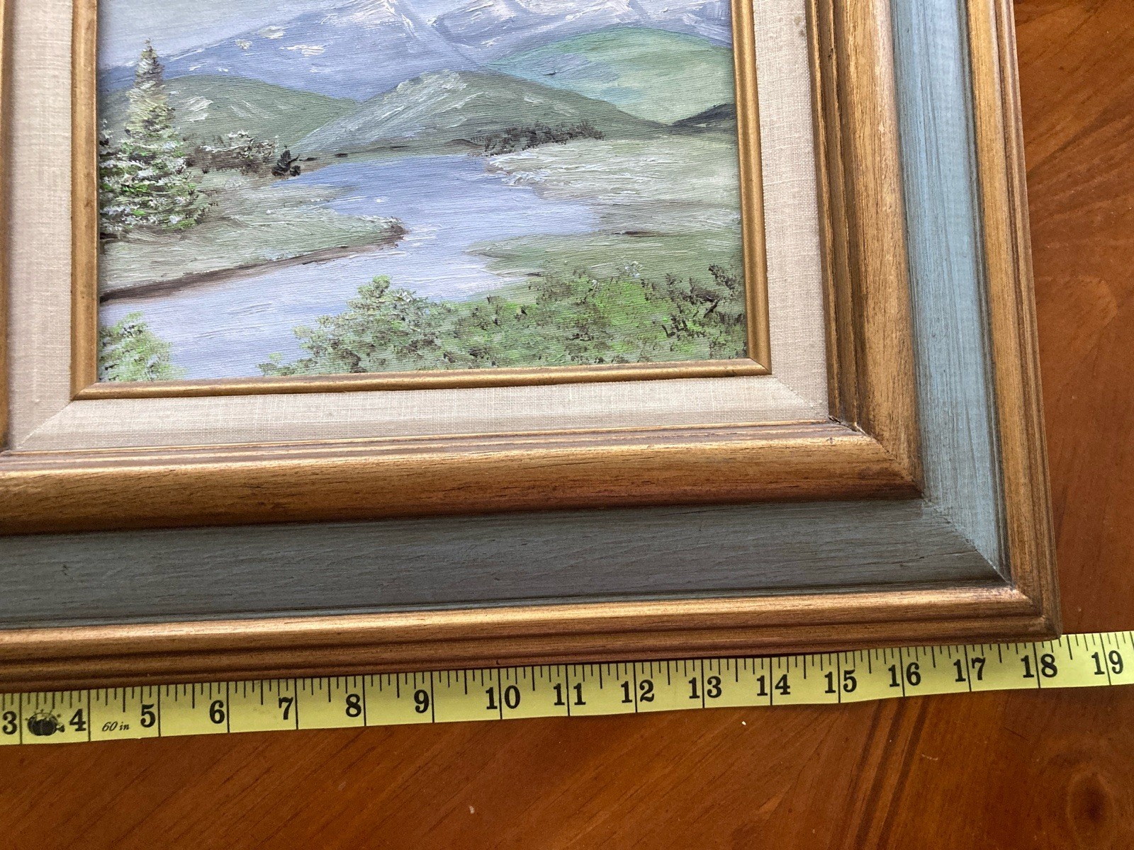 Vintage Estate Sale Find Signed Oil Painting Snow Mountains Landscape 1984 Frame