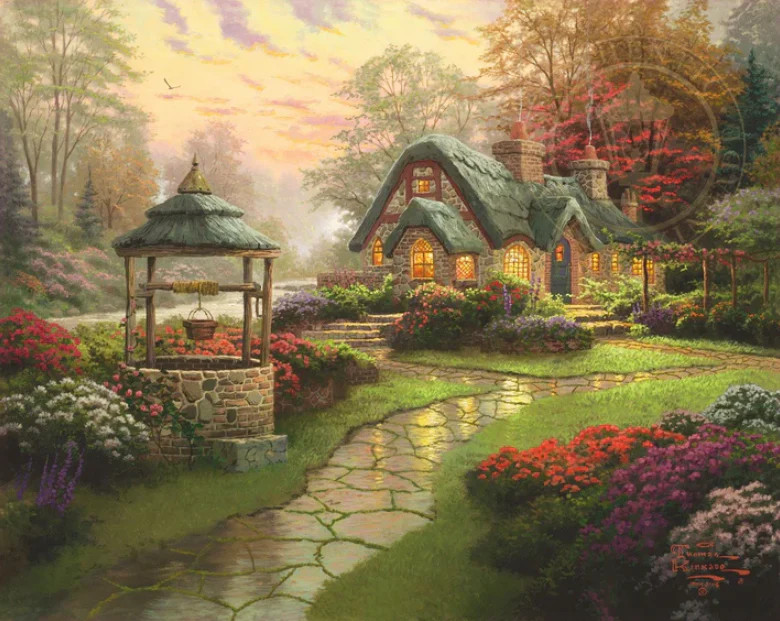 Thomas Kinkade ~ Make a Wish Cottage ~ S/N 20×24 ~ Oil on Canvas