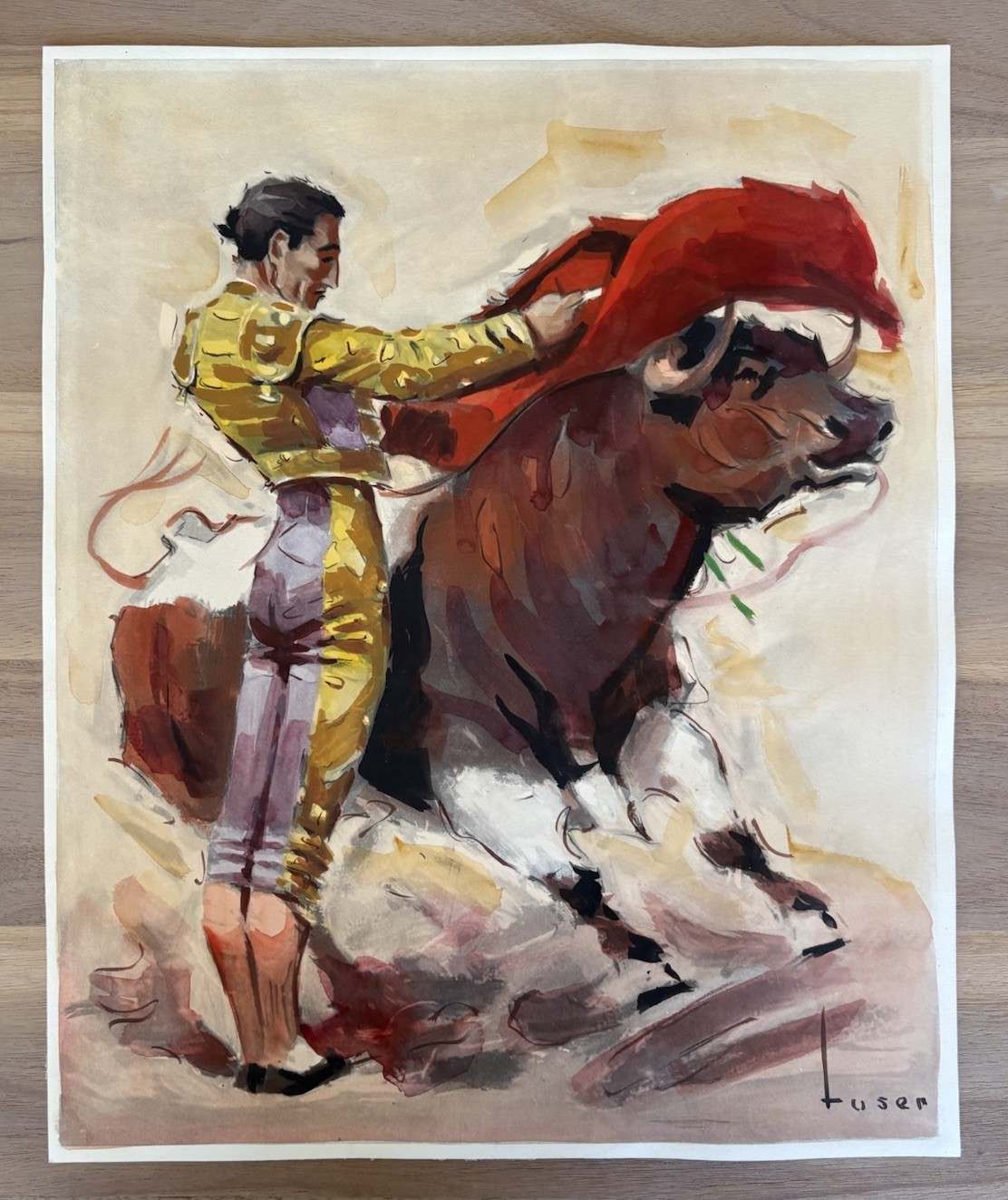 Jose Maria Tuser Vazquez – Watercolor Painting Matador Bullfighting 16.5”x13.5”