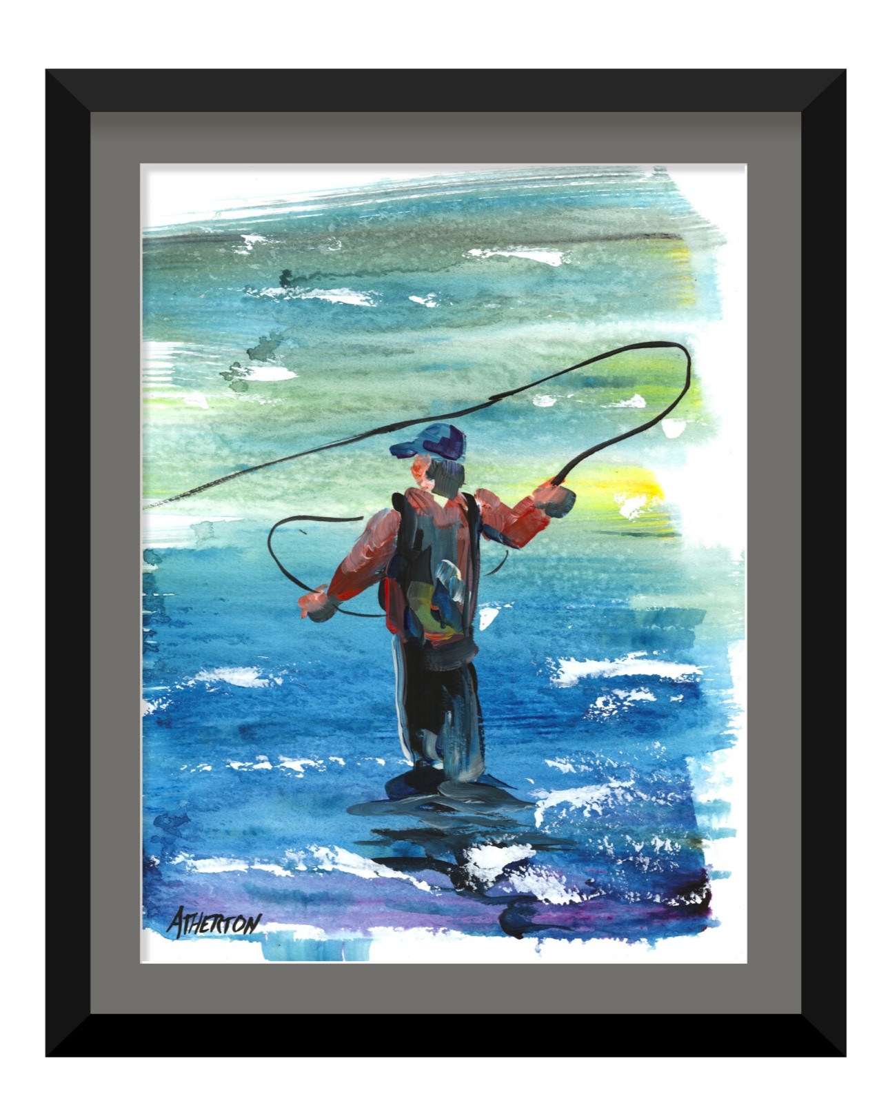 9×12 Original Fly Fishing River Painting Art Acrylic Father’s Day Fisherman