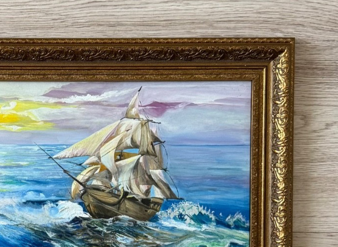Vintage oil painting framed