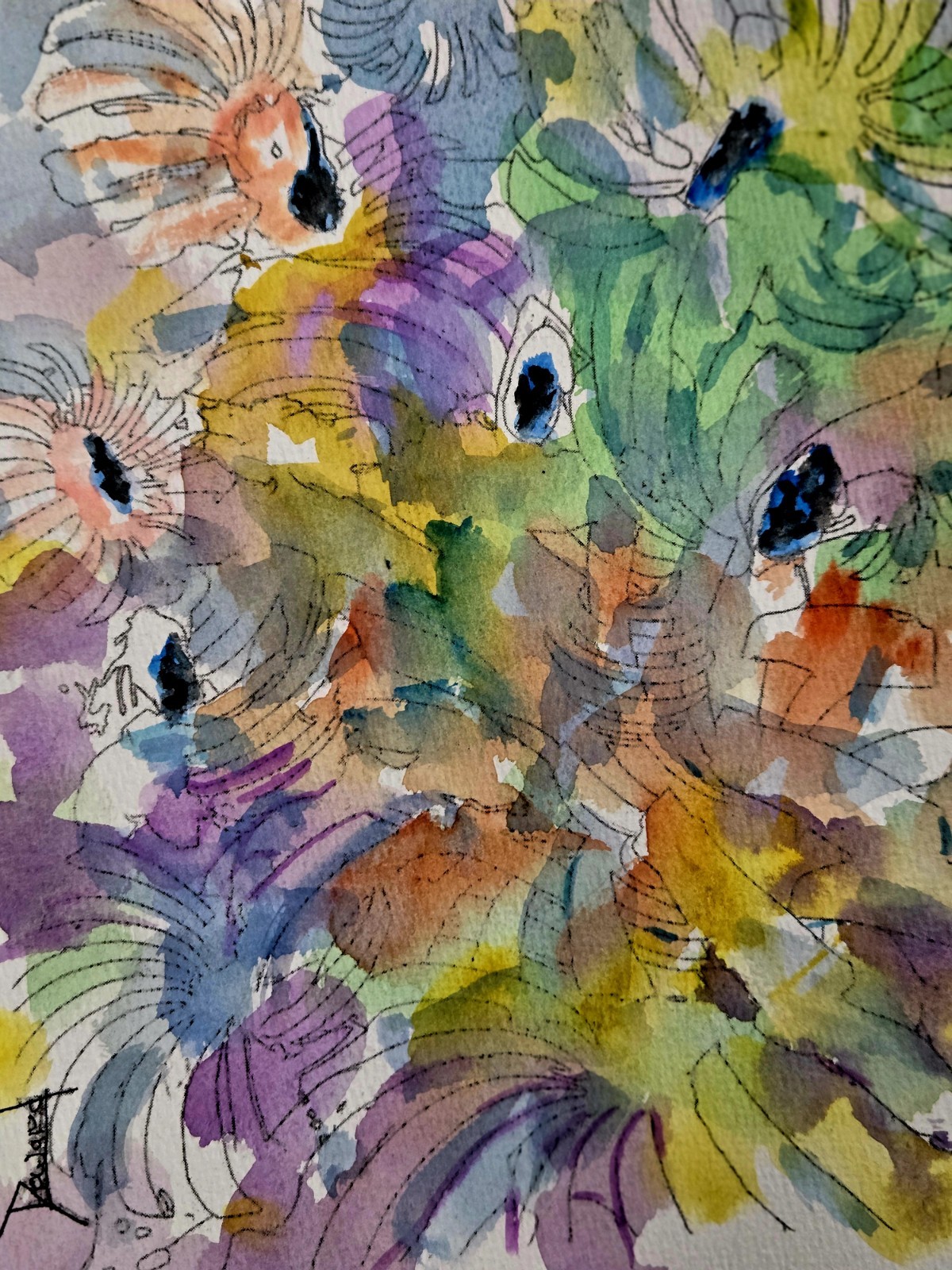 ORIGINAL African American Urban Watercolor “Ethnic Dance”