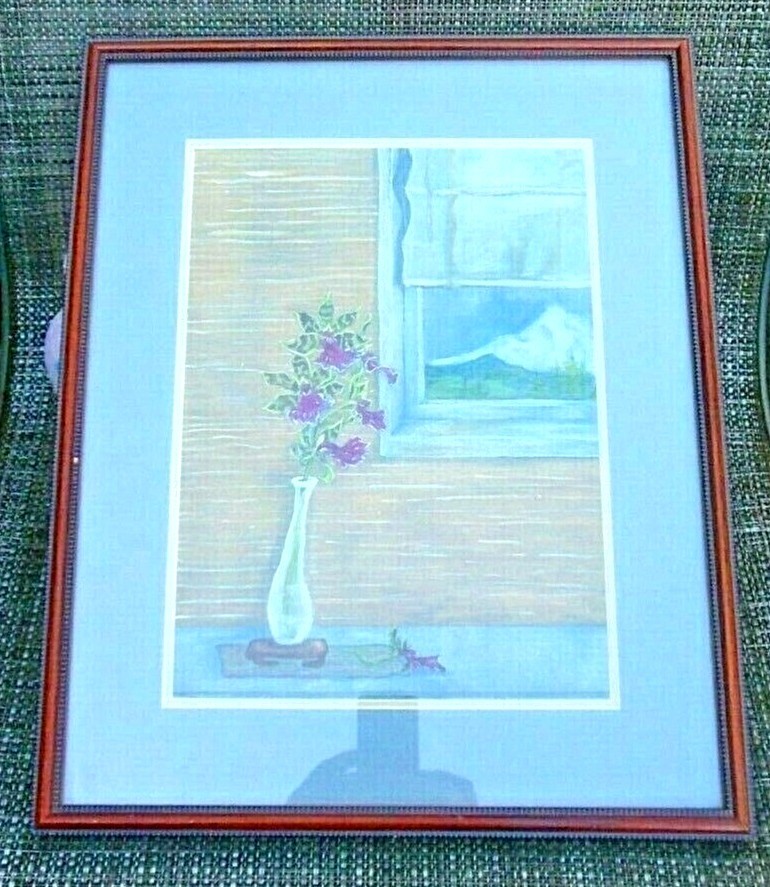Original Pastel Painting of Orchids with a View of Mt Hood Oregon Signed