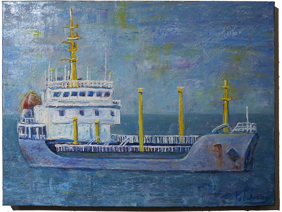 ORIGINAL OIL PAINTING OCEAN ART SIGNED ’26 LANDSCAPE NATURE BOAT SHIP SAILING NR