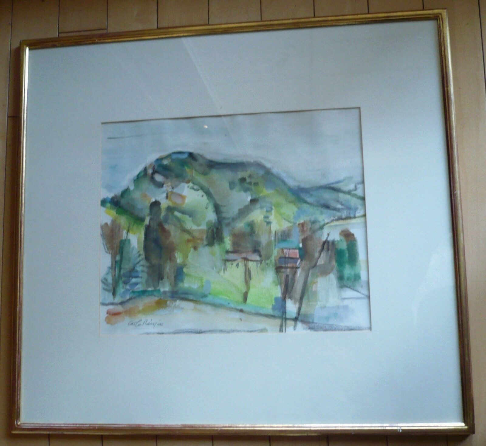 CARLO RINGIER, LISTED SWITZERLAND VINTAGE LANDSCAPE WATERCOLOR SIGNED MODERN ART