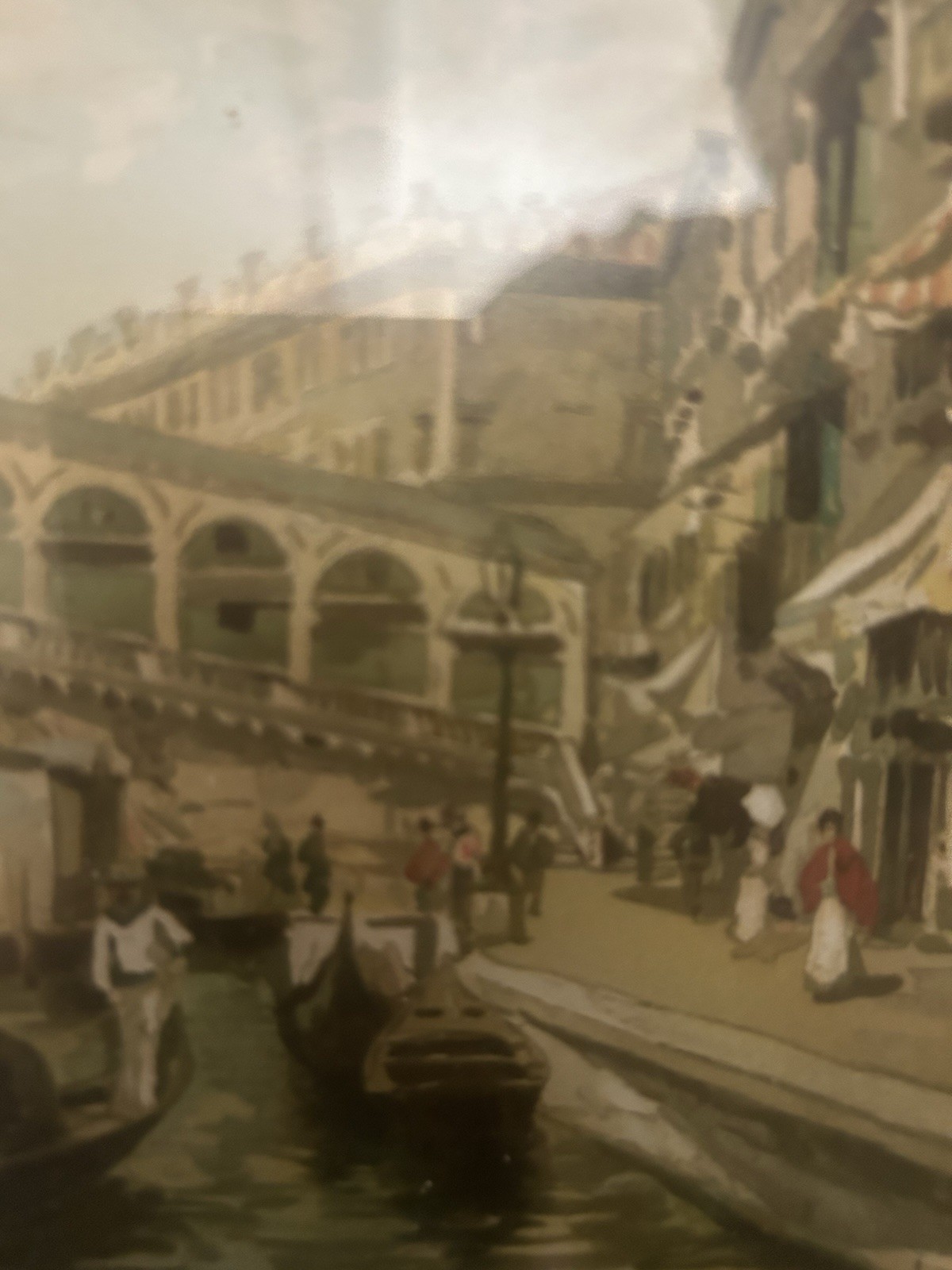 Venice Canal Scene Impressionist Framed Handmade Oil Painting Set