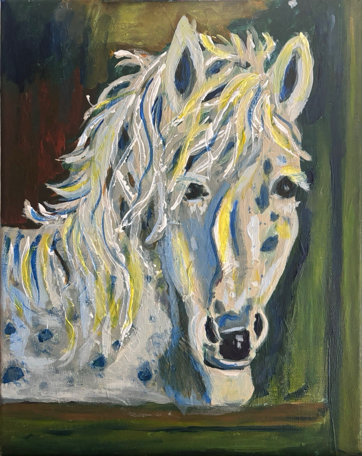 Sage Horse 11×14 Abstract Impression Original Fine Art Canvas, One Of A Kind