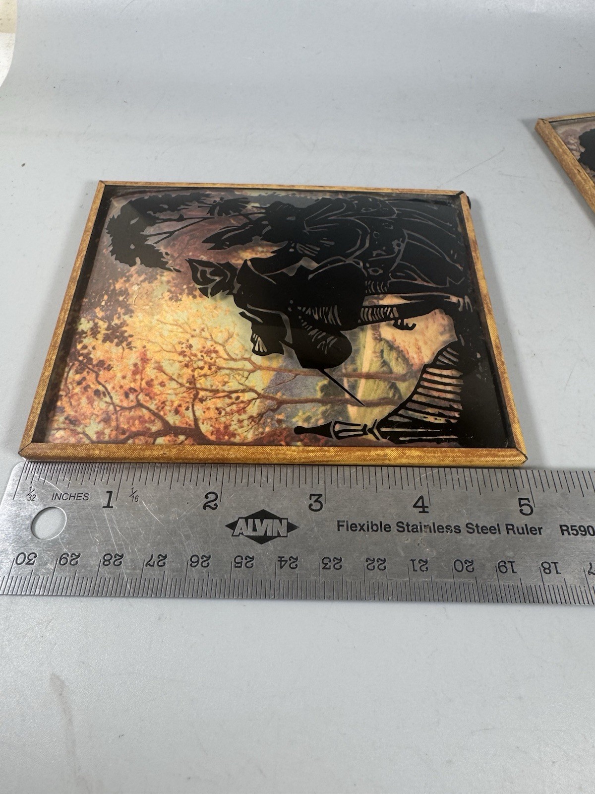 Vintage Colonial Courting Silhouette Wall Art Plaques Set of 2 5×4”