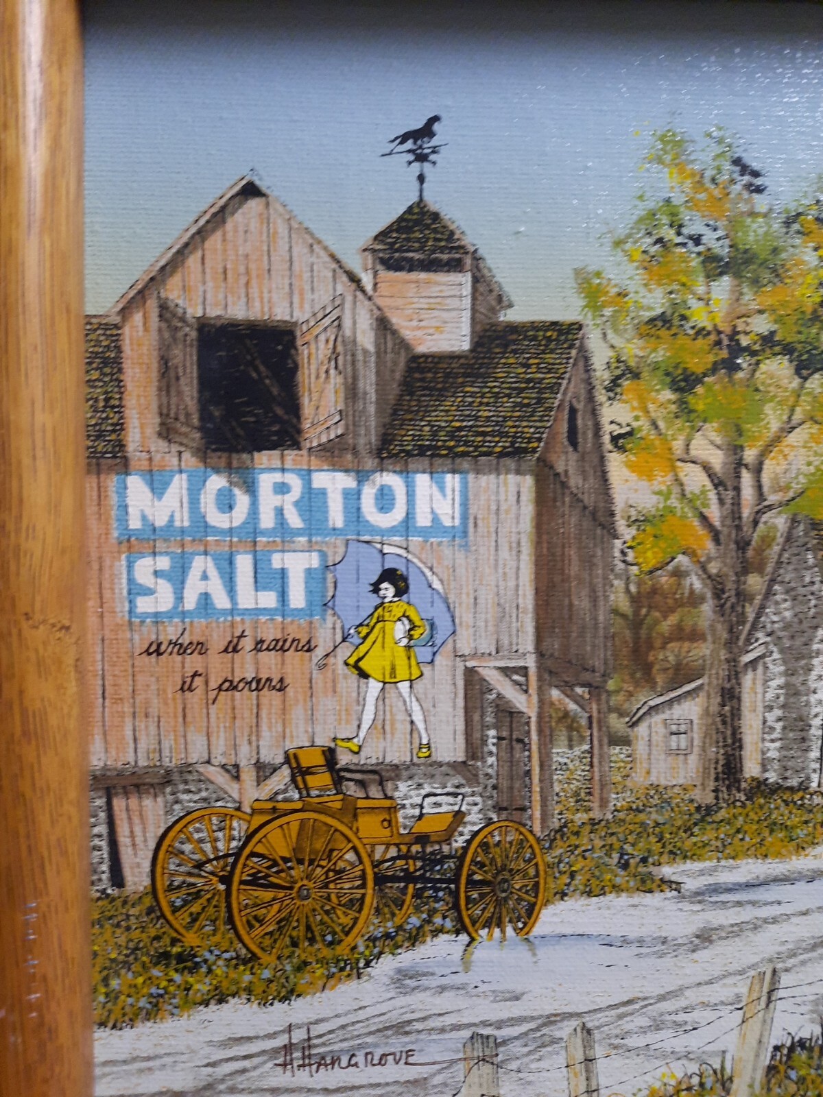 H. Hargrove Framed Original Signed Serigraph Oil Painting Morton Salt Ad
