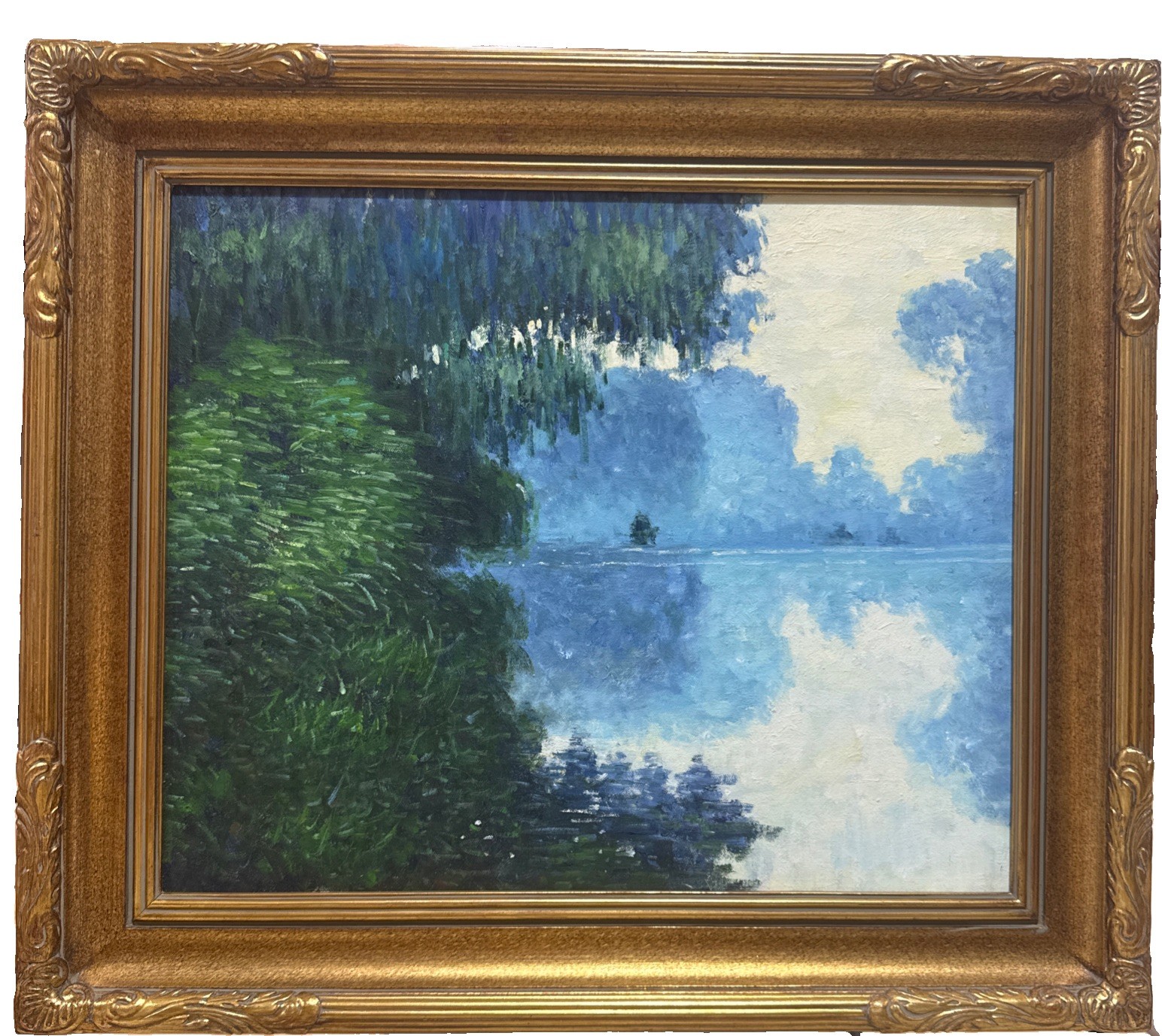 Morning on the Seine at Giverny Landscape by Claude Monet Oil Painting Canvas