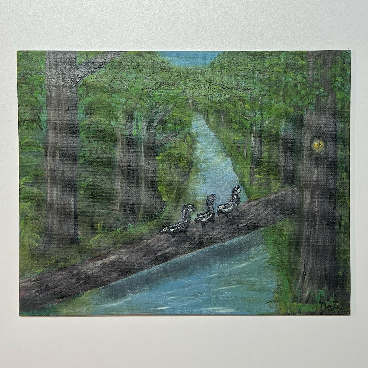 8”x10” Oil on Canvas Board- 3 Skunks- Contemporary Original Signed