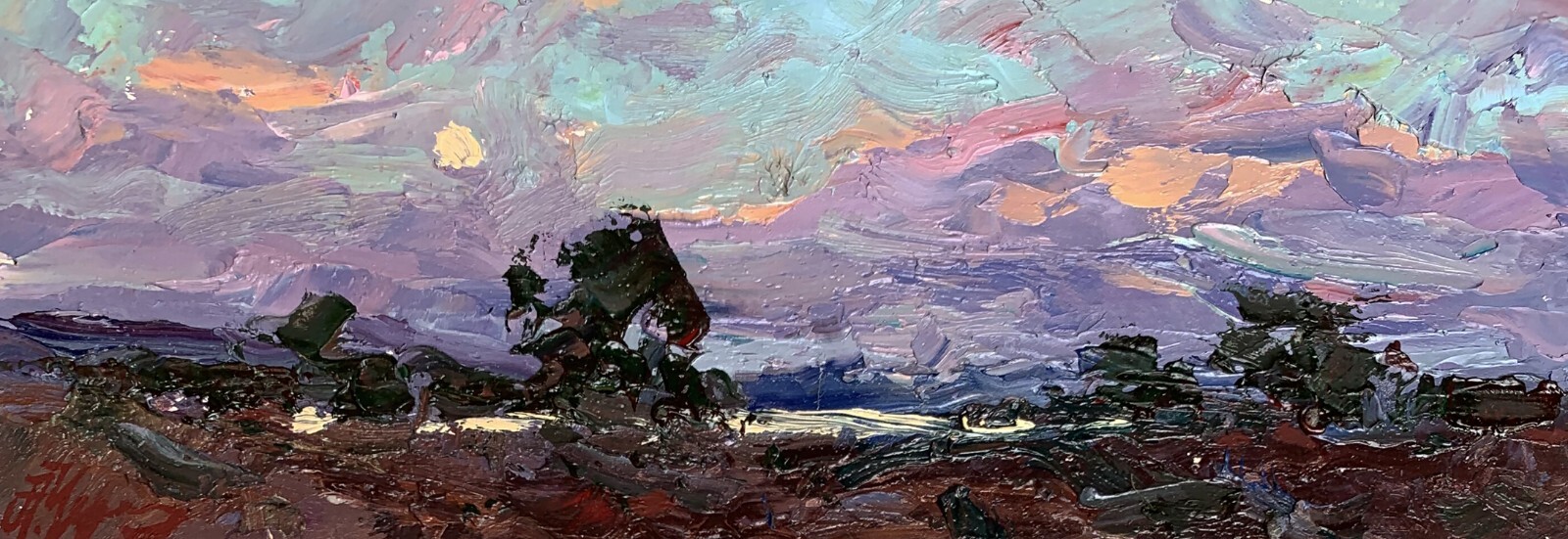 Oil Painting Night Is Coming A. Cherednichenko Unframed Original Art nAAA3278