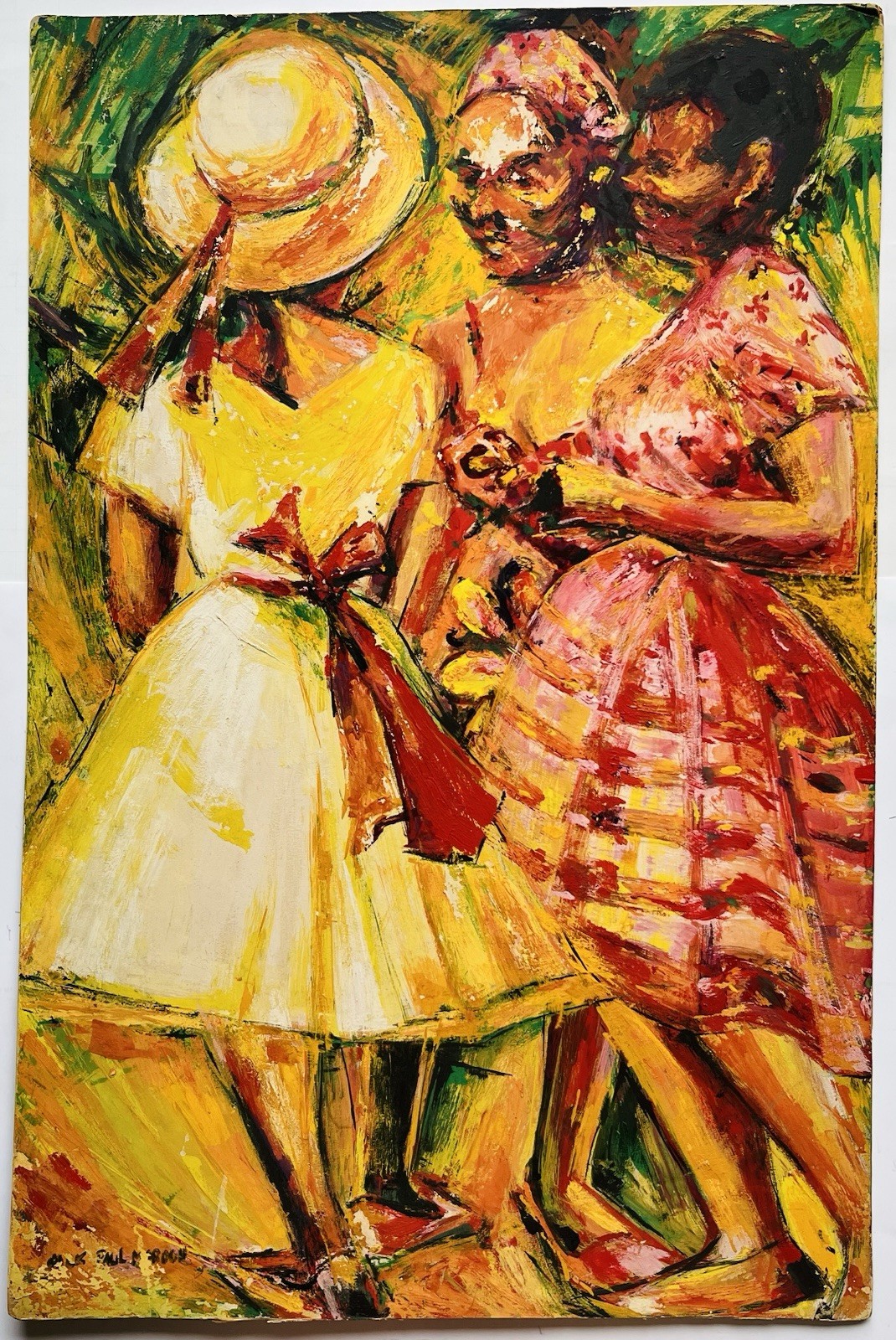MCM 60s Modernist Expressionism Painting Jamaican Black Girls Kingston Jamaica