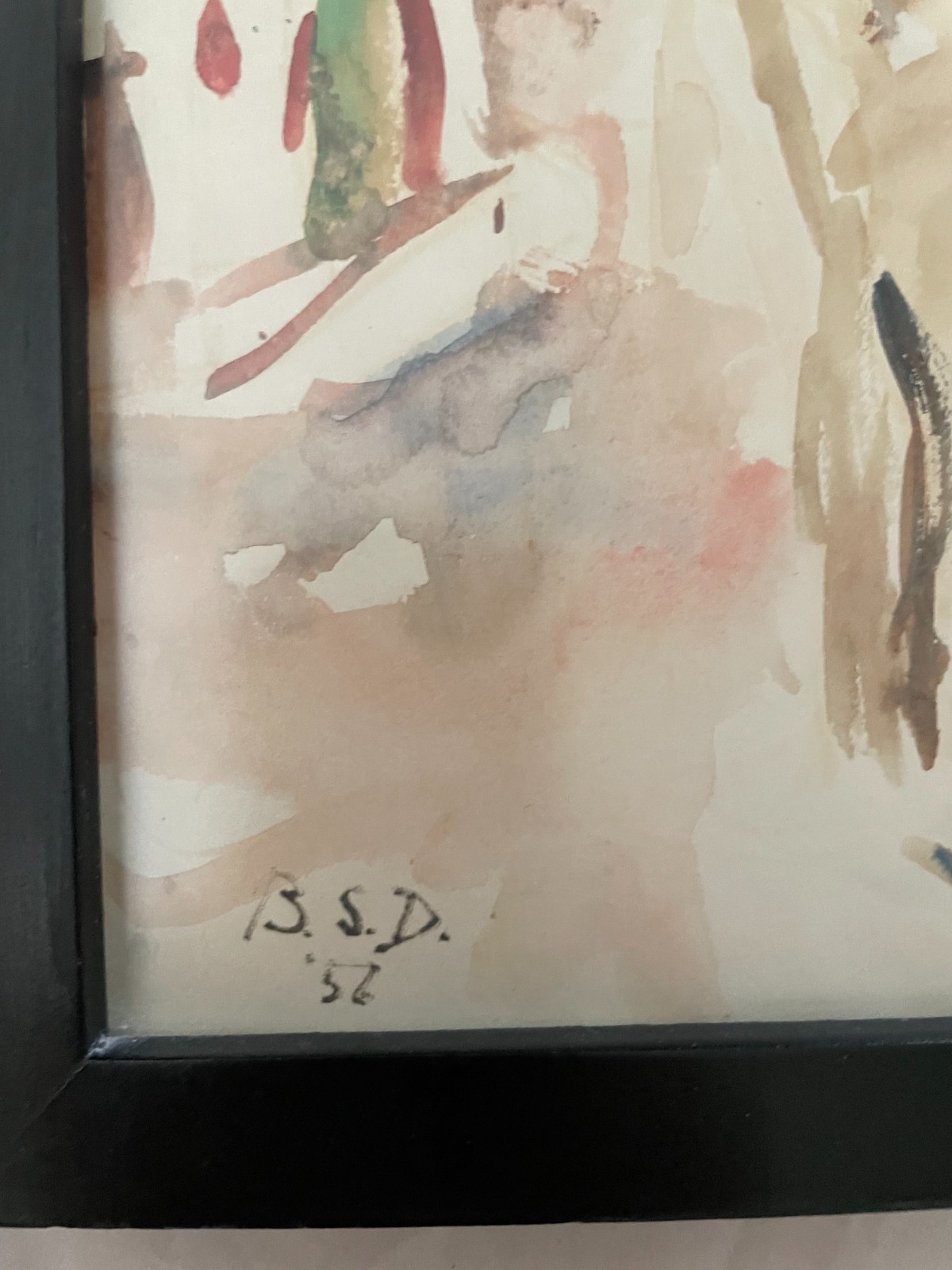 3 Impressionistic Watercolors Paper Signed B.S.D. ’52 ’56 Village Scenes Framed