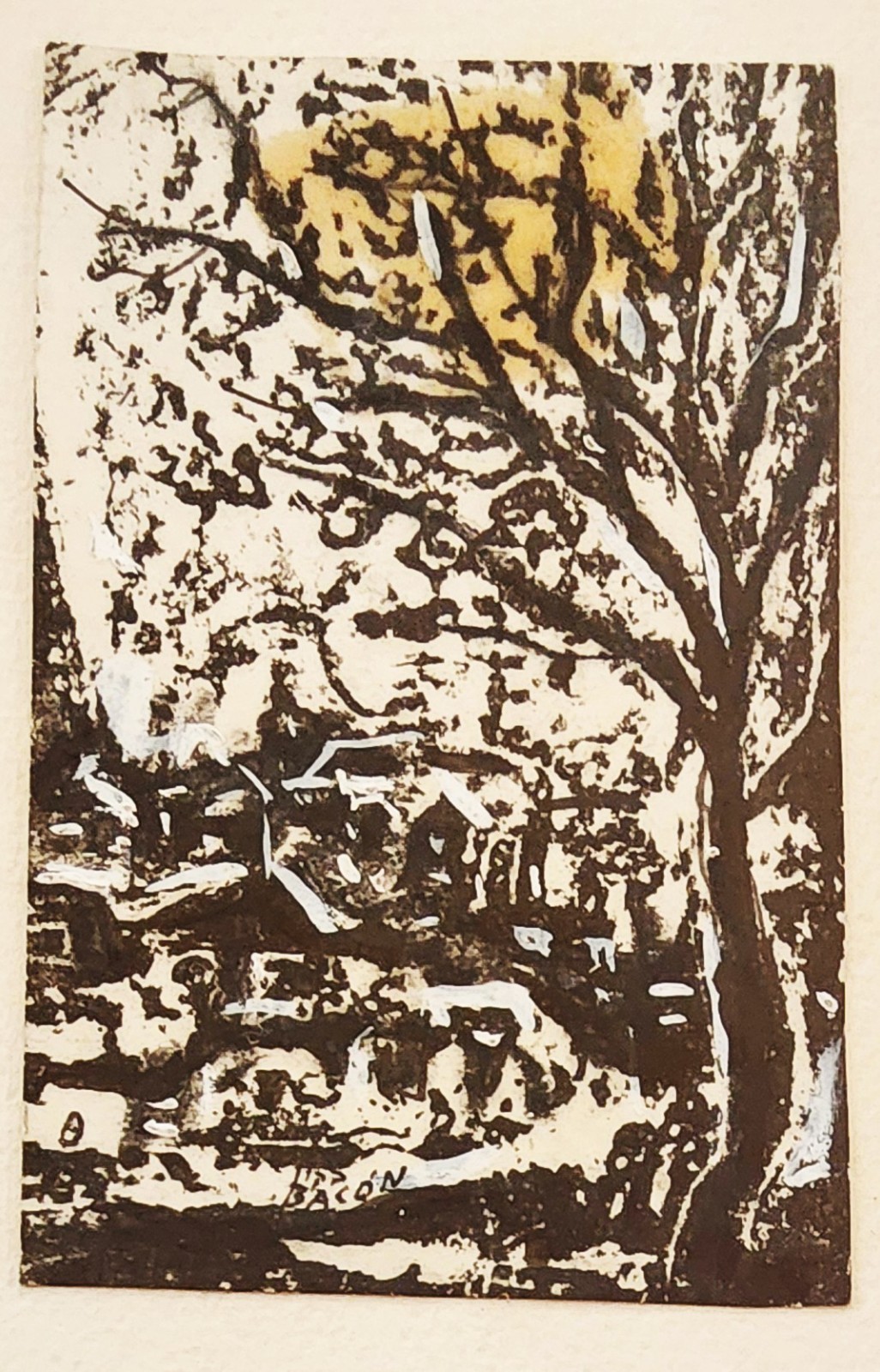 YEHUDA BACON (1929-), 5 Paintings, Black & White Ink on Paper, Holocaust Ghetto.