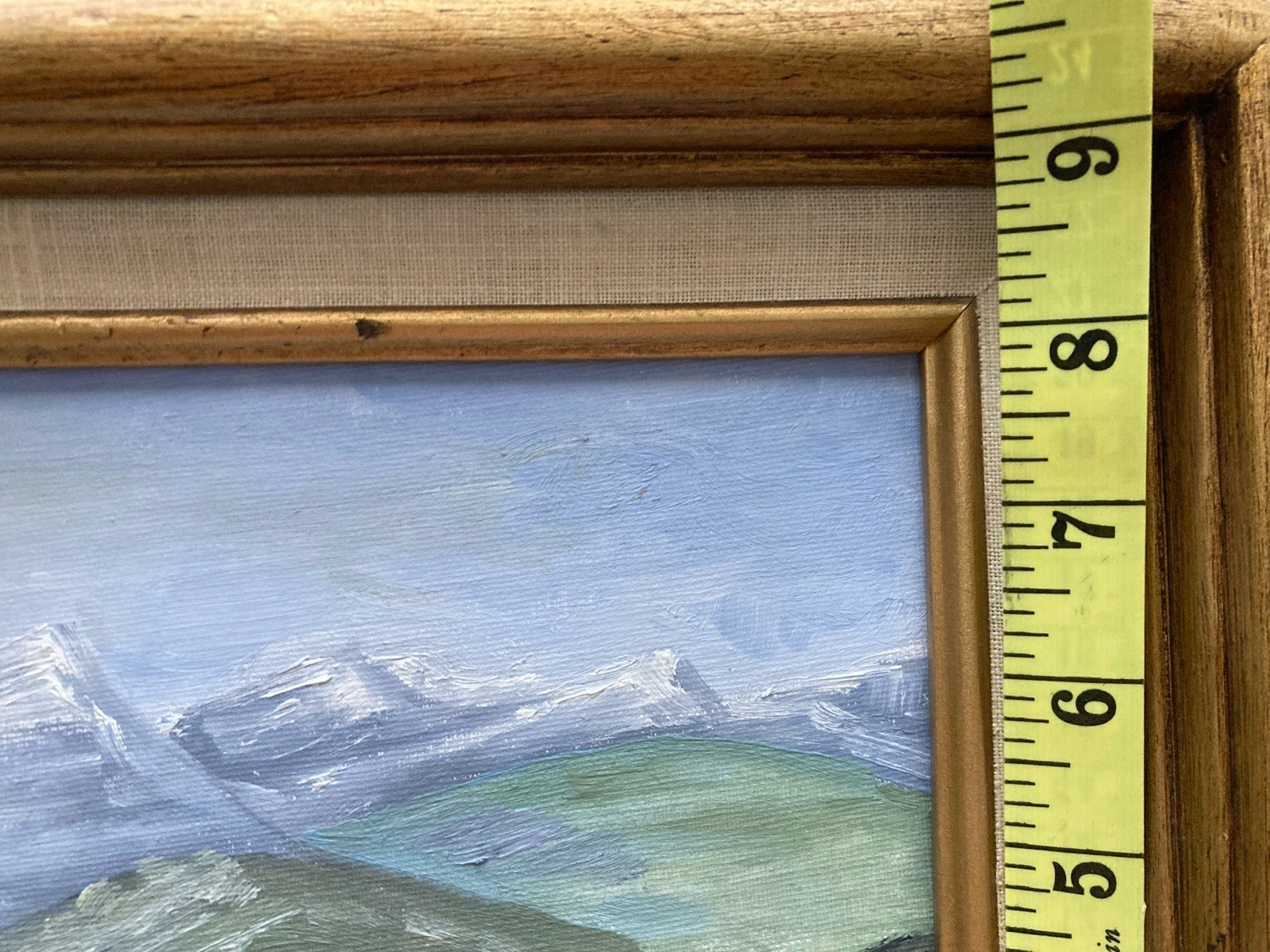 Vintage Estate Sale Find Signed Oil Painting Snow Mountains Landscape 1984 Frame
