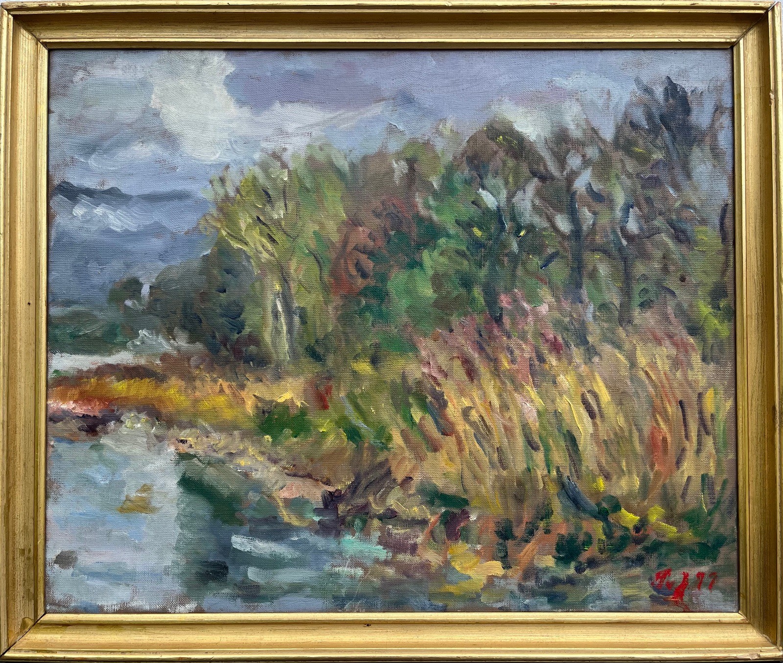 Impressionist Landscape Composition Modern Danish Oil Painting 46x38cm