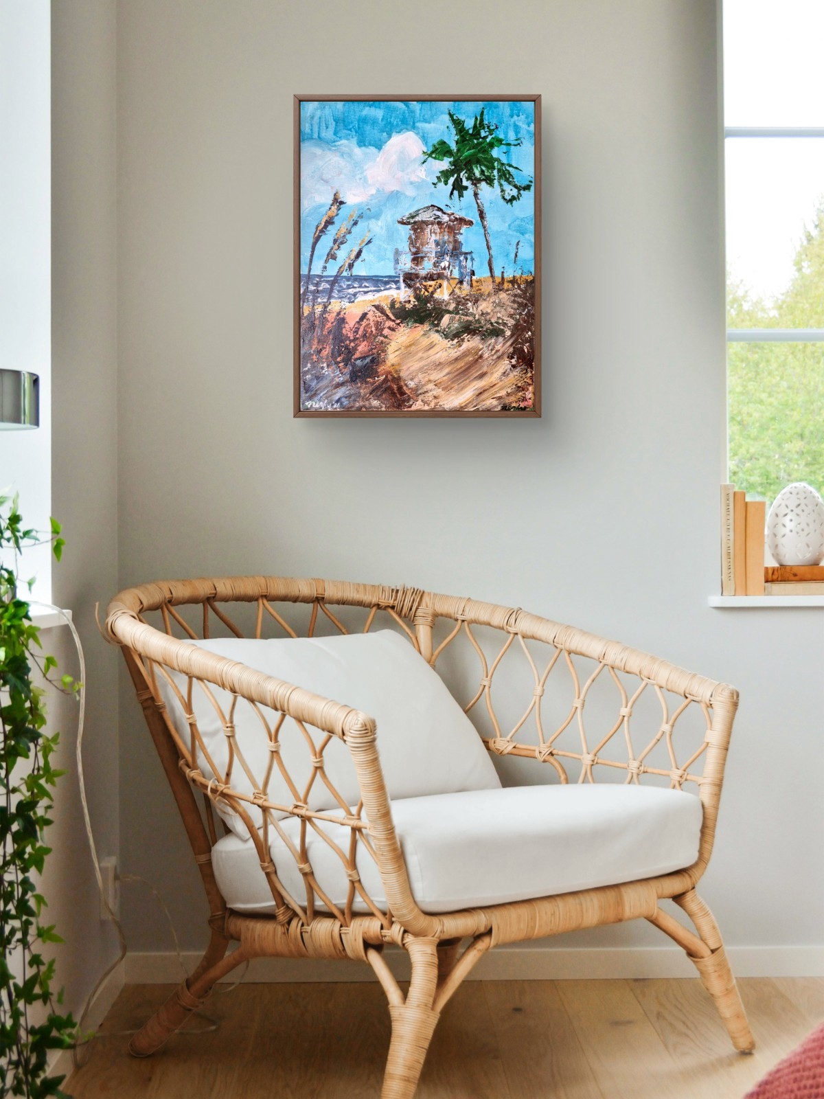 Original Coastal 11×14 Abstract Expressionist Signed Acrylic Canvas Decor B035