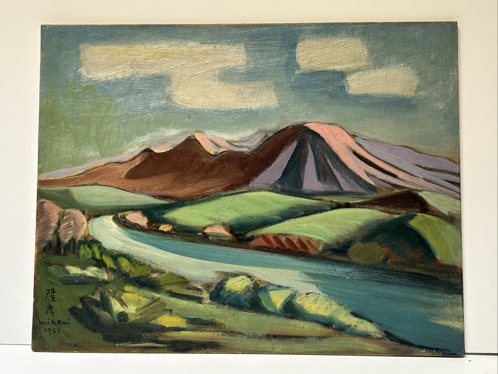 Antique Painting Expressionism Landscape American Regionalism Wpa Style NY Japan