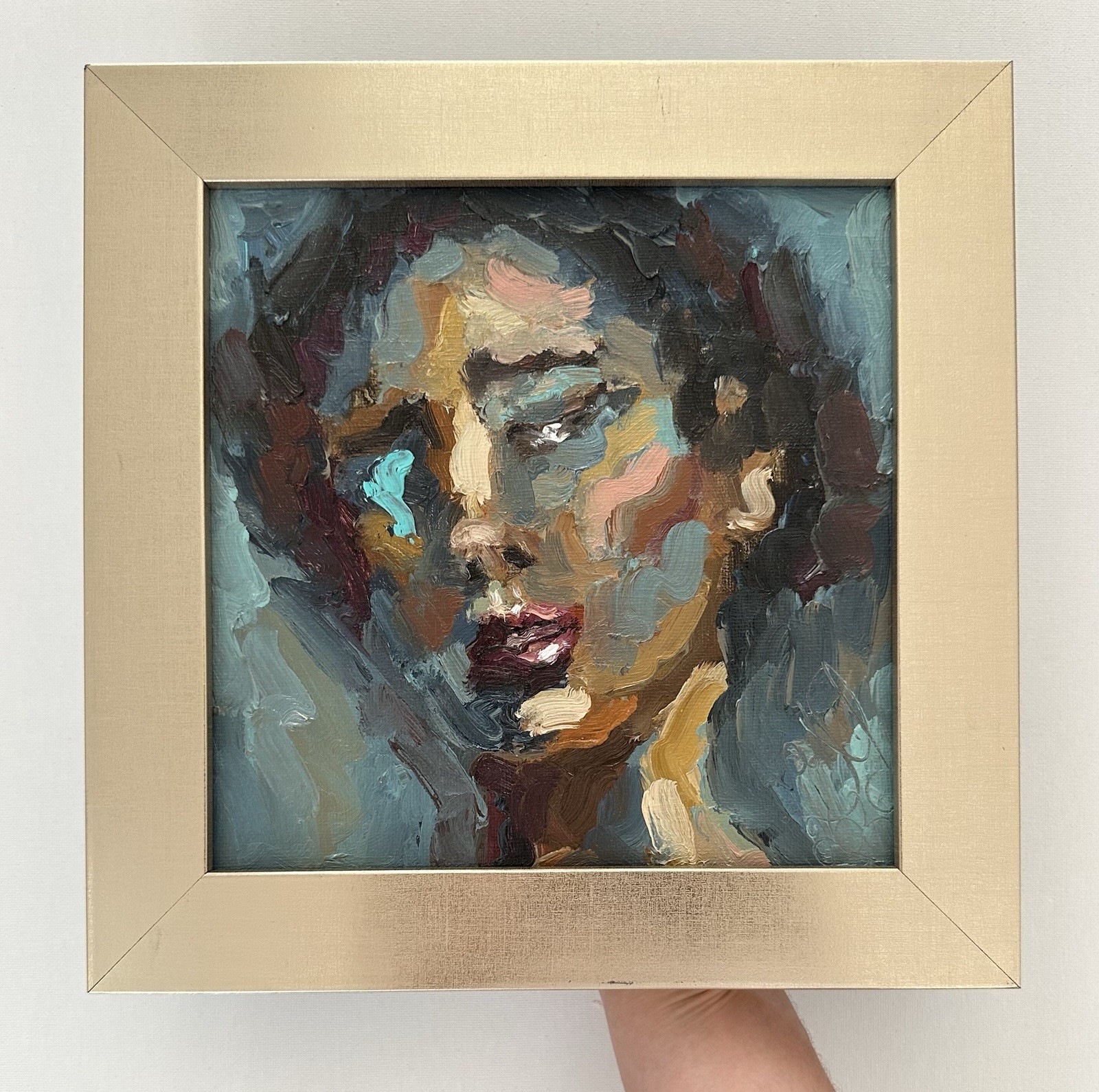 Abstract Female Portrait Framed Original Oil Painting Original Art
