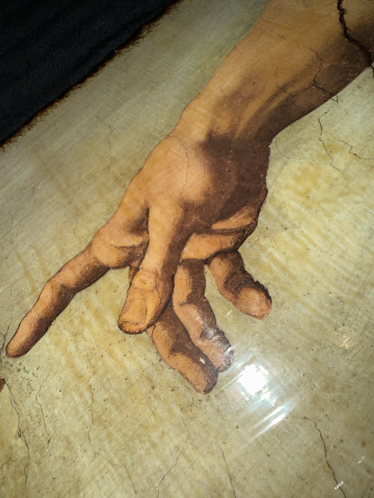 Creation Of Adam painting 15×7.5x.5” BurntWood Replication By Michelangelo Italy
