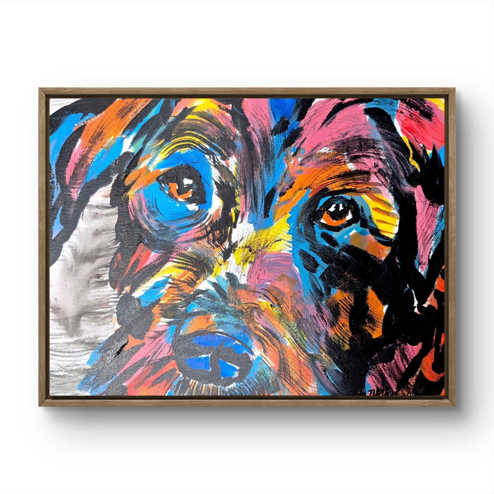 Pop Art Pet Portrait Abstract Doggo Buddy Dog Acrylic Canvas Home Decor 12 x 16