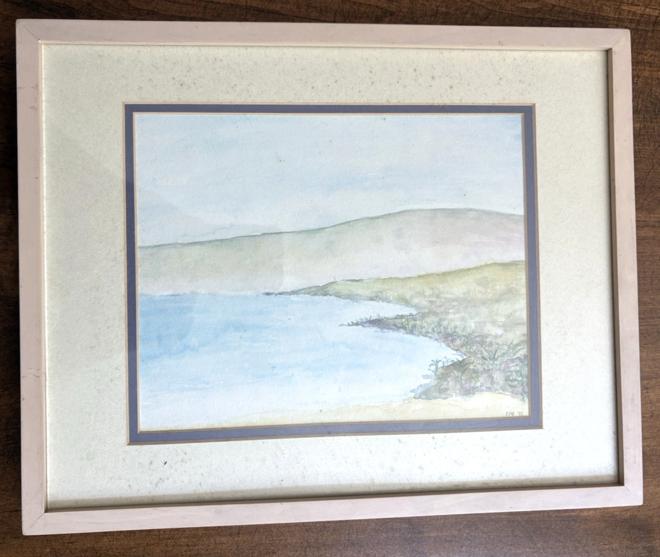Original Coastal Dune Watercolor Painting Signed EPG ‘01 Framed Matted Seascape