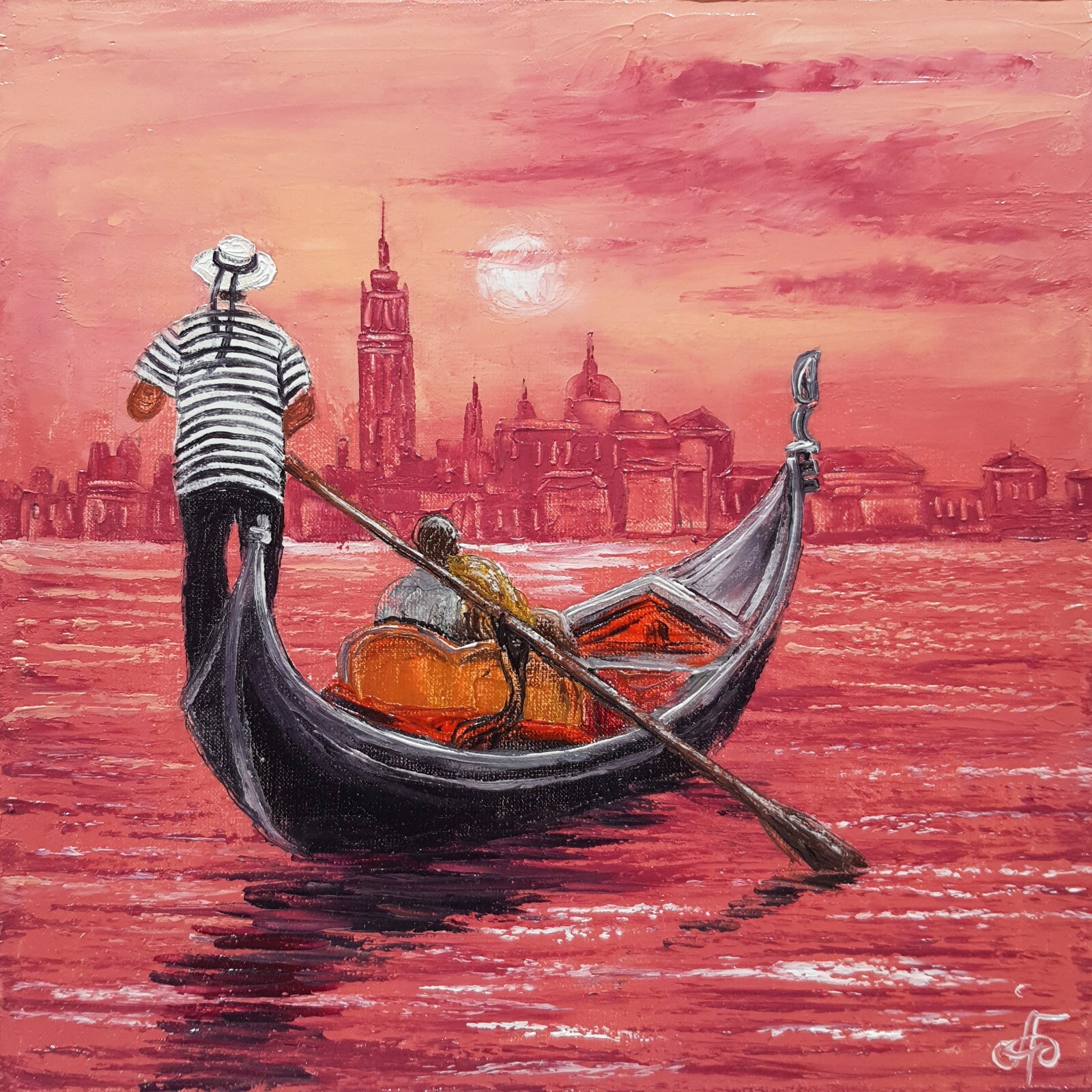 Venice Original Oil Painting on Canvas Signed Wall Art Home Decor Hand Painted