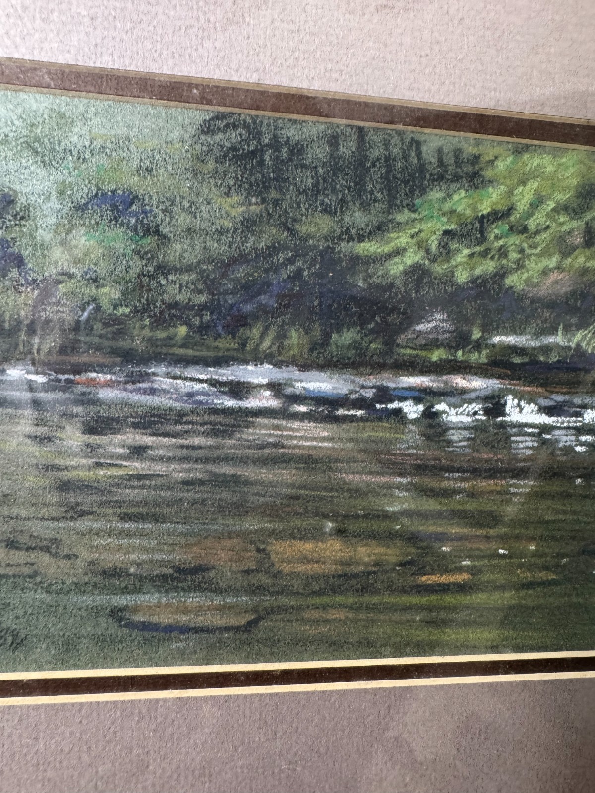 Gibbs 1988 “River Landscape Scene” Pastel Painting – Signed And Framed