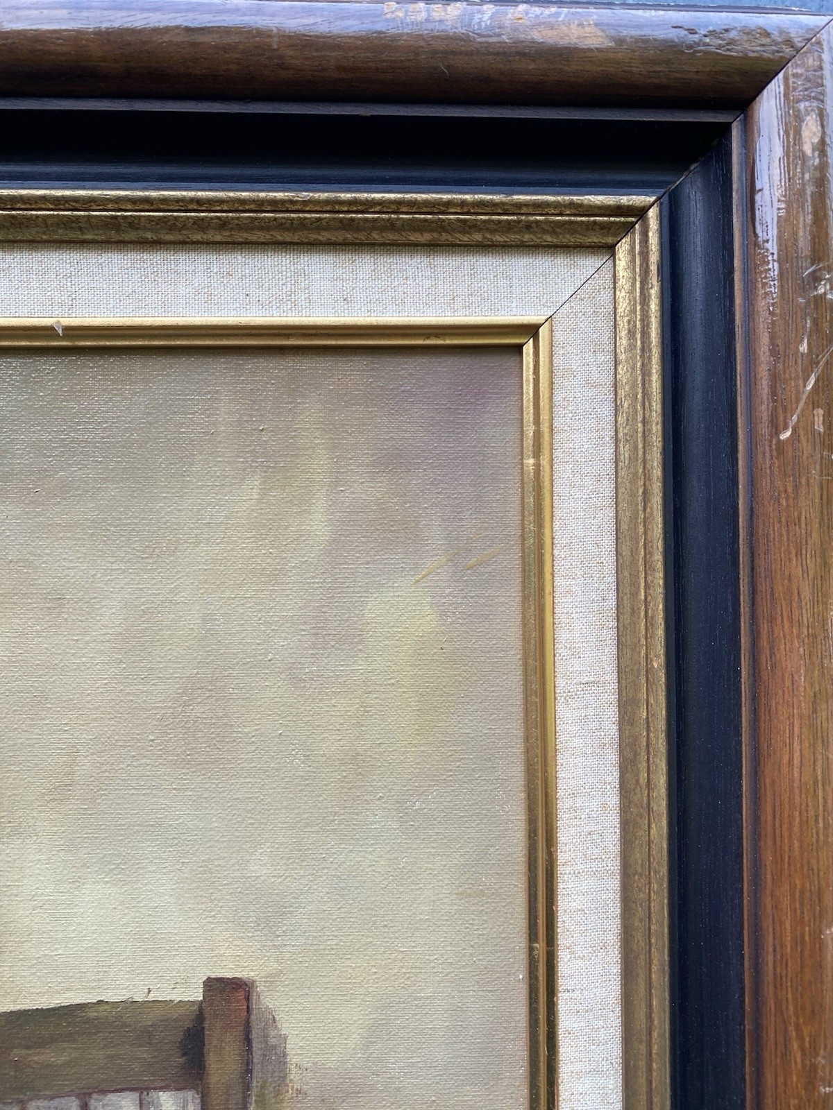 Vintage Dutch Interior Oil Painting Mother Child Genre Scene Signed Framed
