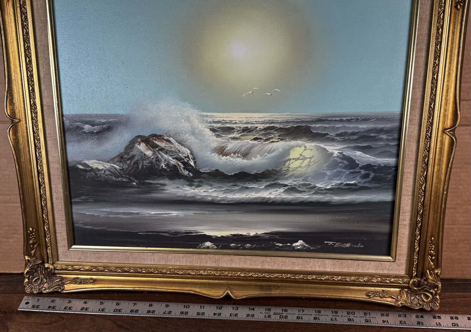 Framed Signed Original Art Senic Beach Scene 25 X 21 Inches