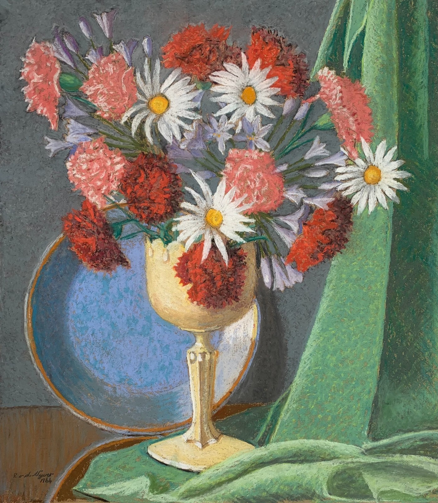 Mid 20th Century Beautiful British Art School Still Life Signed Pastel Painting