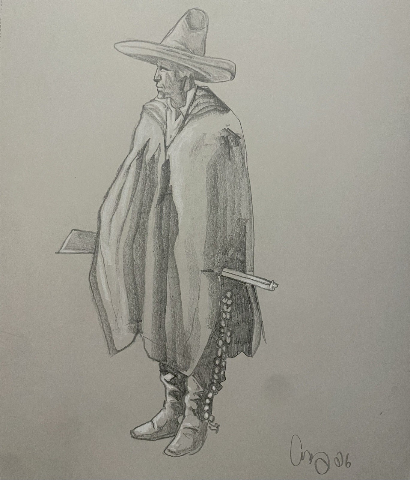 Original Fine Art Charcoal Native American Indian Paper 9×10
