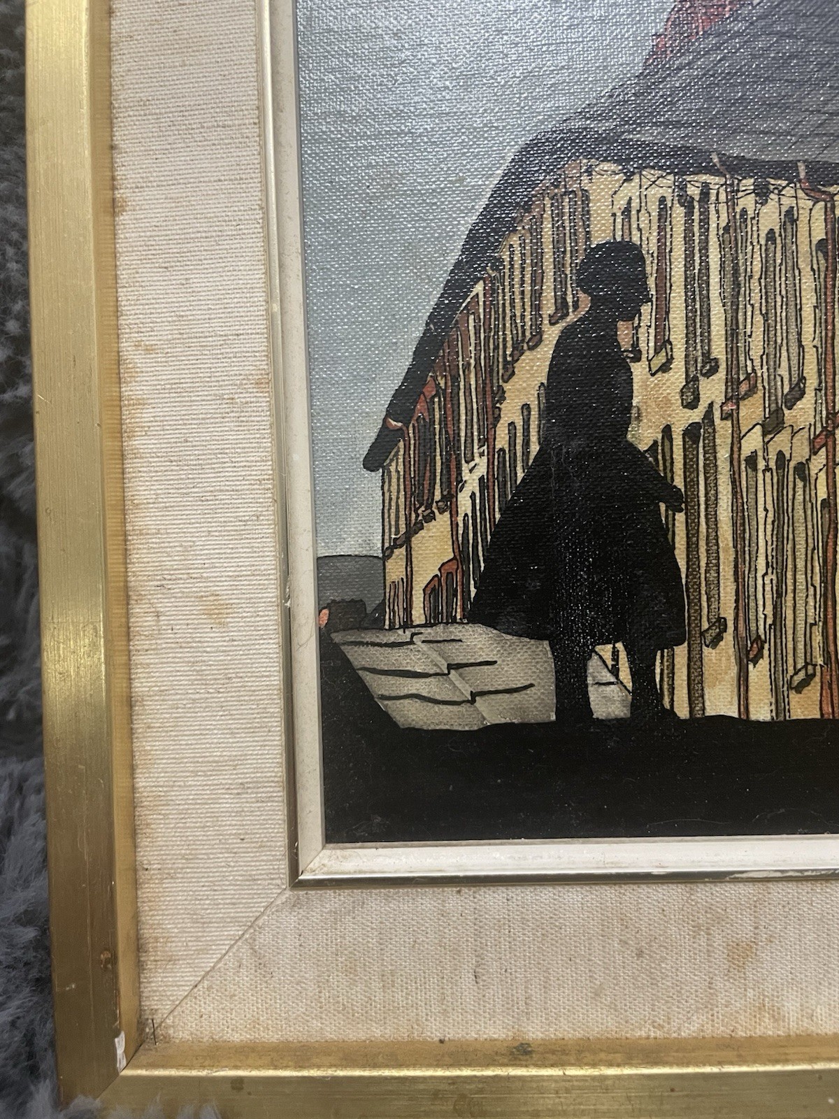 1970s Expressionist Figurative City Scene Painting- Edel Ritter, Signed & Framed