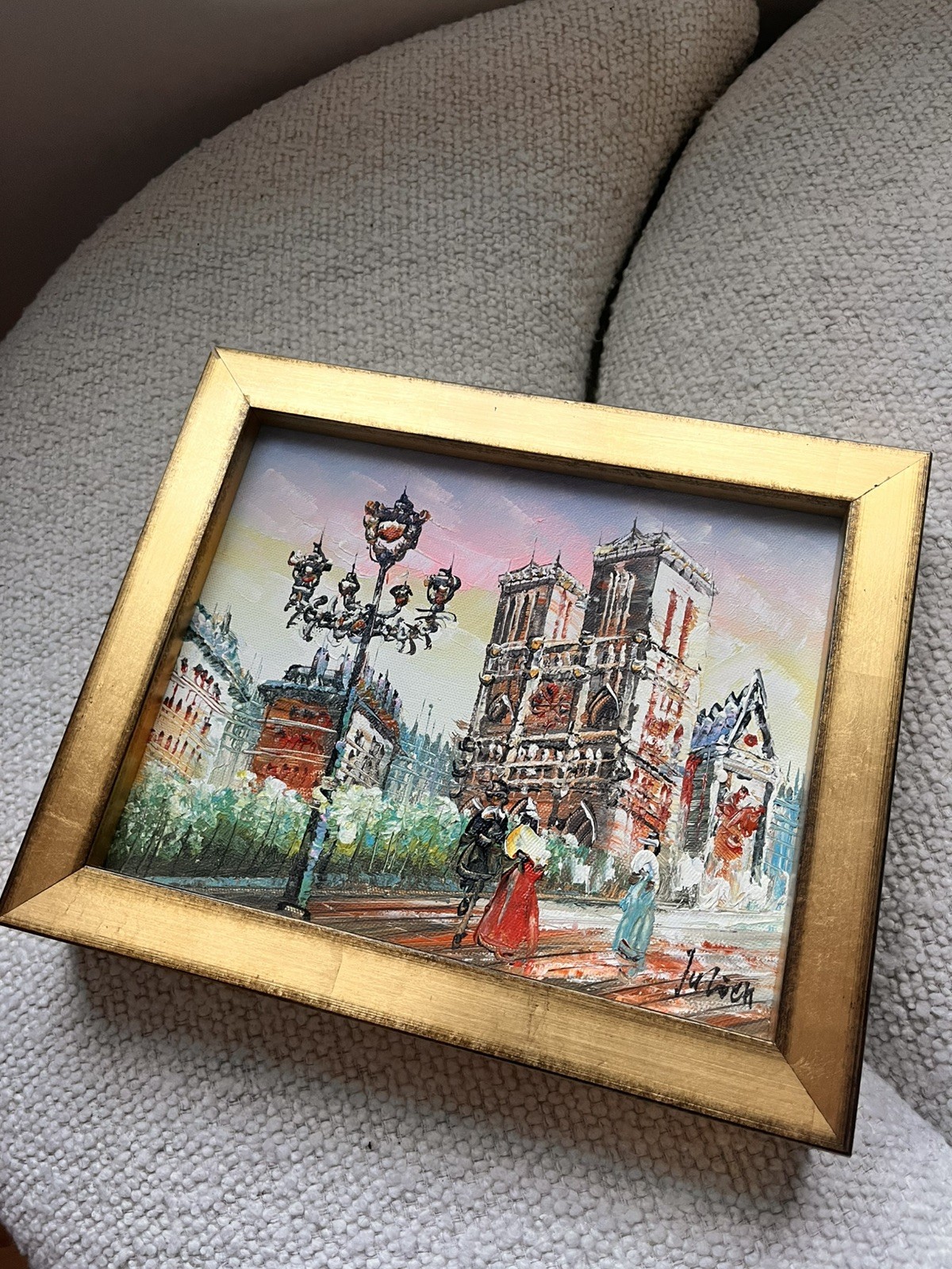 Original Paris Street Scene Oil Painting – Notre Dame Impressionist Style