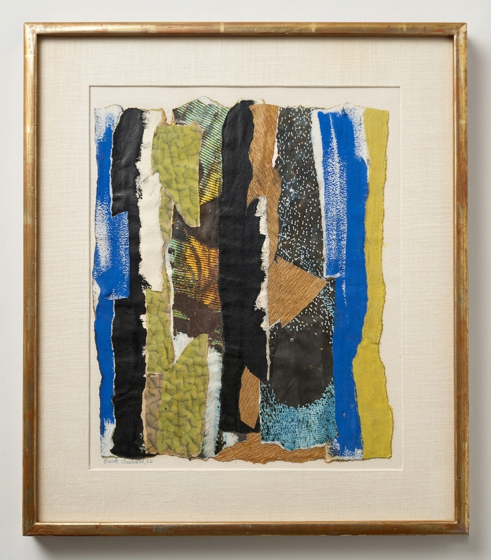 BEATE HULBECK 1956 UNIQUE COLLAGE DADA ART SIGNED