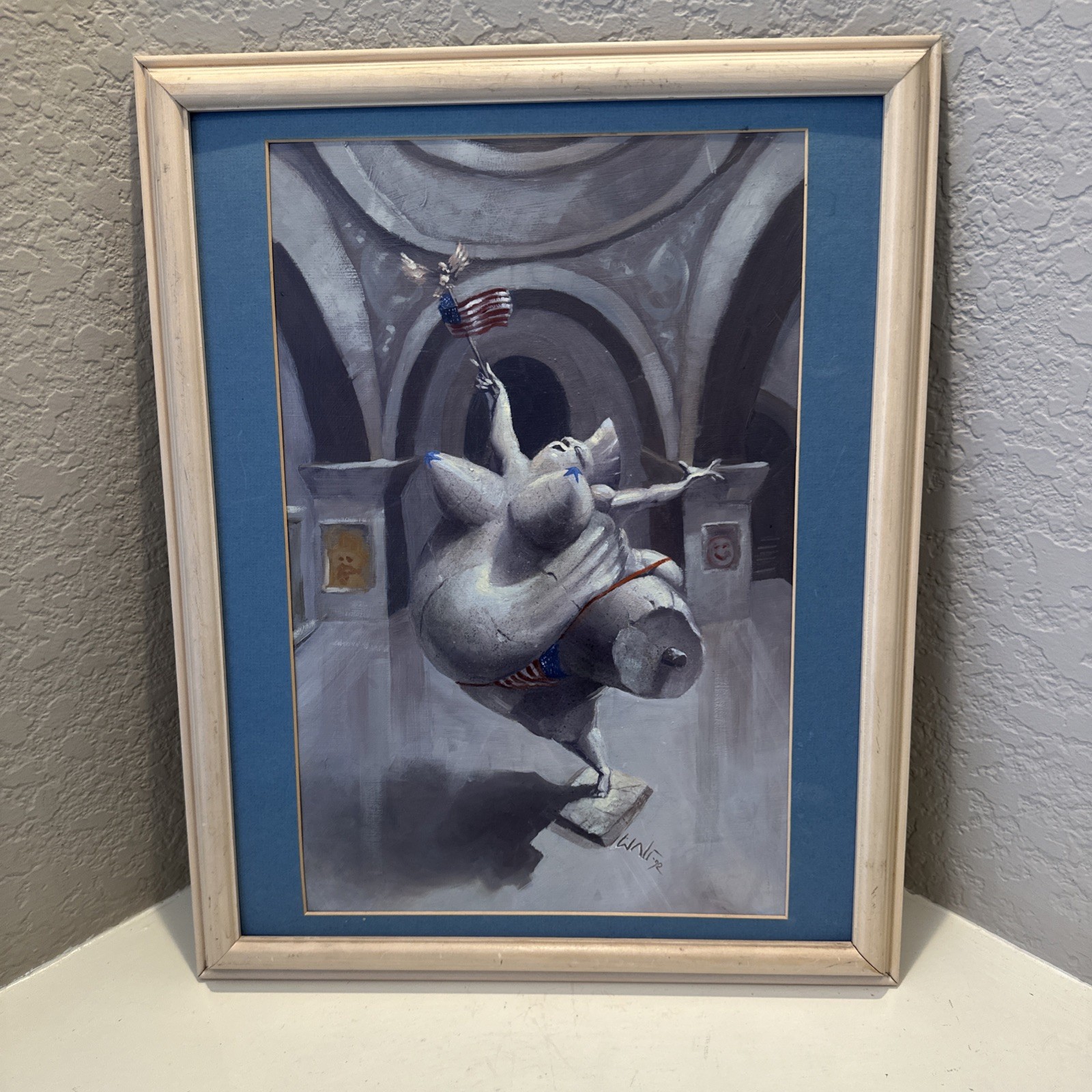 Original 1992 Signed Political Satire Painting