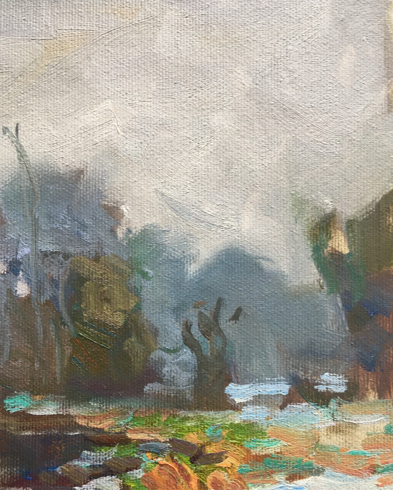 Oil painting Clouds Ukrainian painter Canvas Unframed Decor original landscape