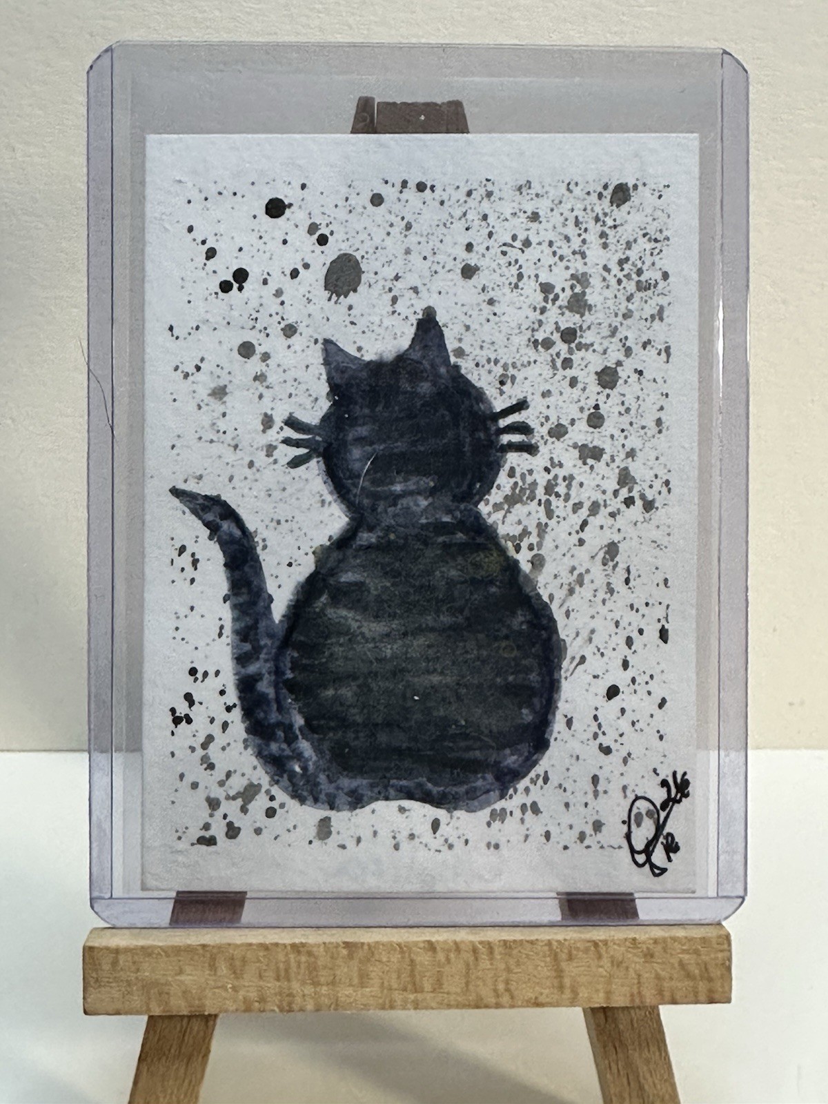 ACEO Artist Card Hand Painted Original Watercolor/Paper 2.5 in x 3.5 “Mini Cat”