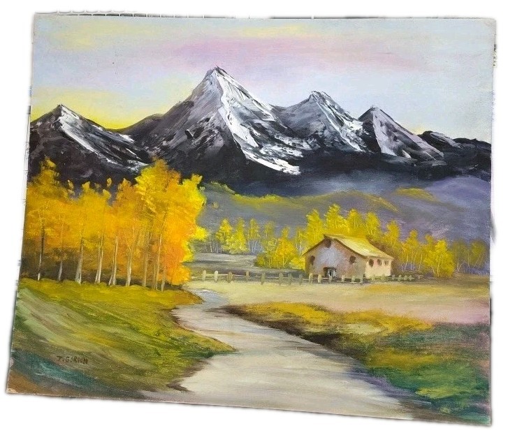 Vintage Paint By Numbers Oil Painting 20×24″ 1985 Landscape T.Gordon