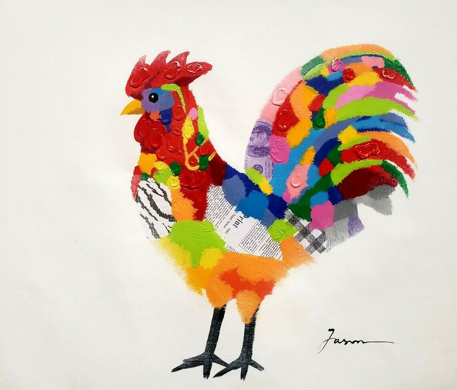 Rooster, 20×24, Hand painted on Giclee Canvas,
